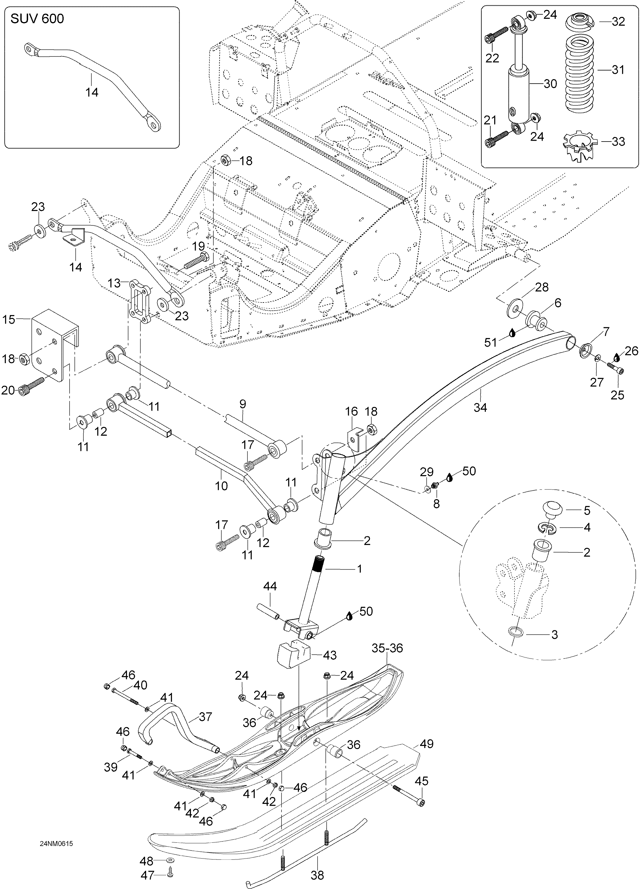 Схема узла: Front Suspension And Ski 550F SUV