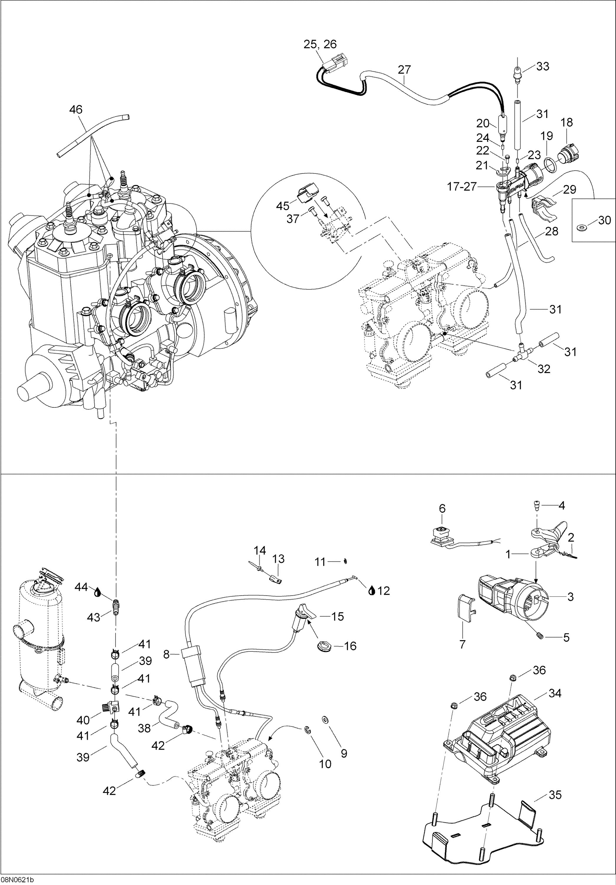 Схема узла: Throttle Handle And ECM