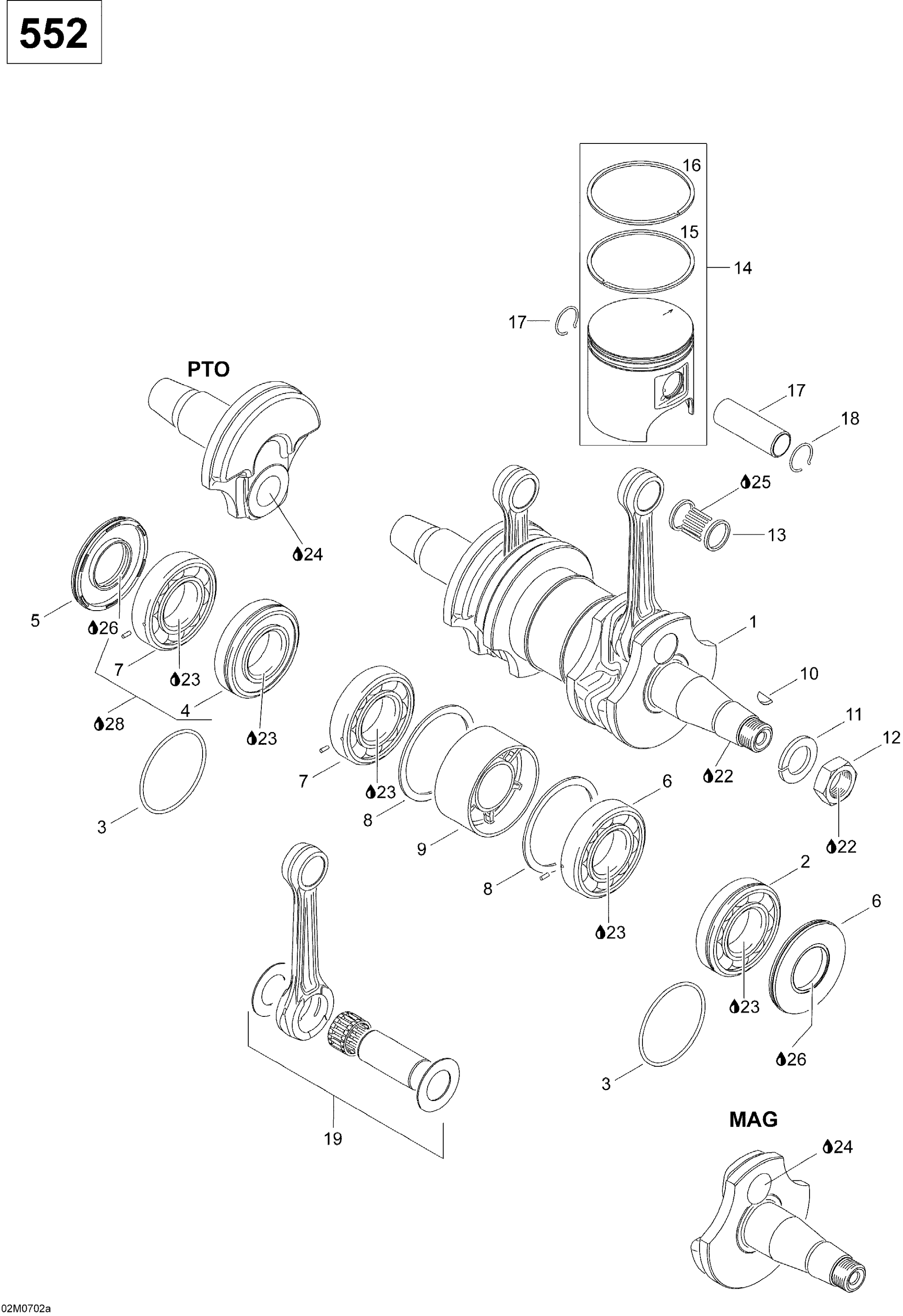 Схема узла: Crankshaft And Pistons 550