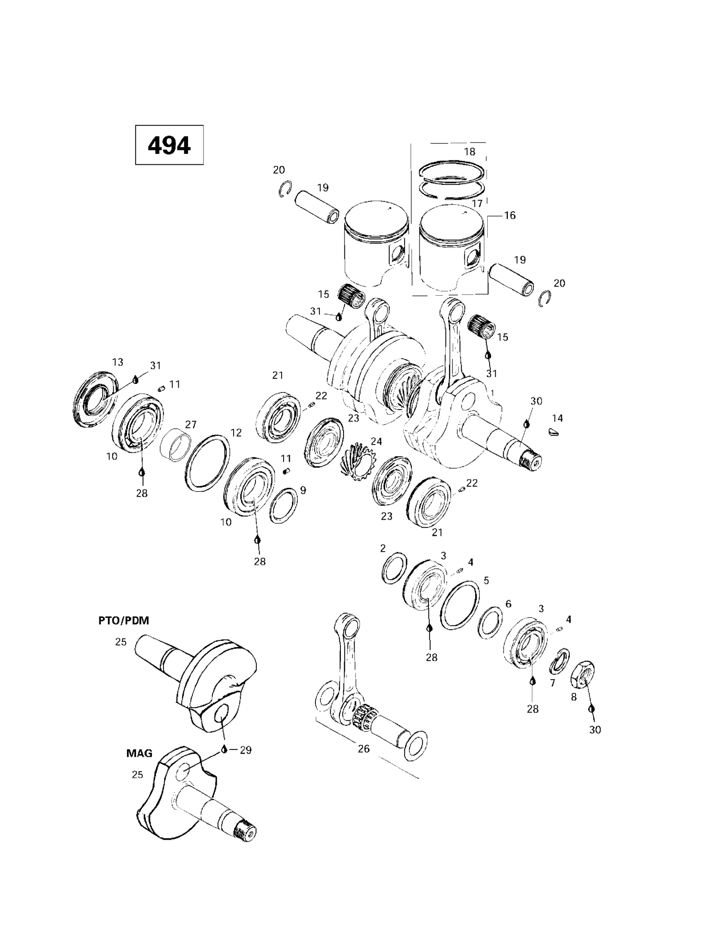 Схема узла: Crankshaft And Pistons (494)