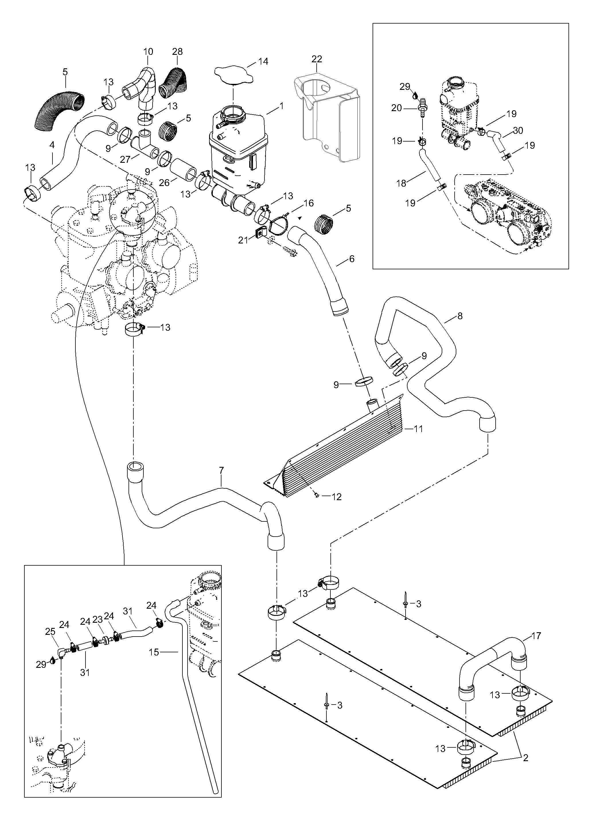 Схема узла: Radiator, Hoses