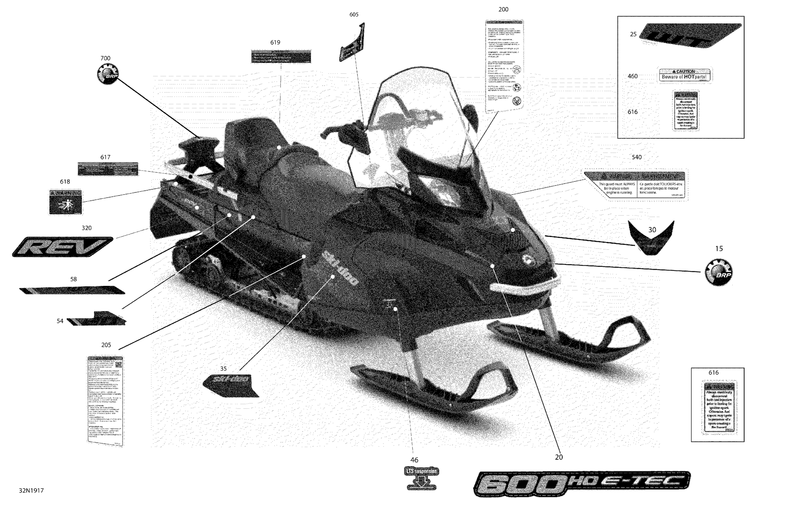 Схема узла: Decals - 600HO E-TEC - Package WT