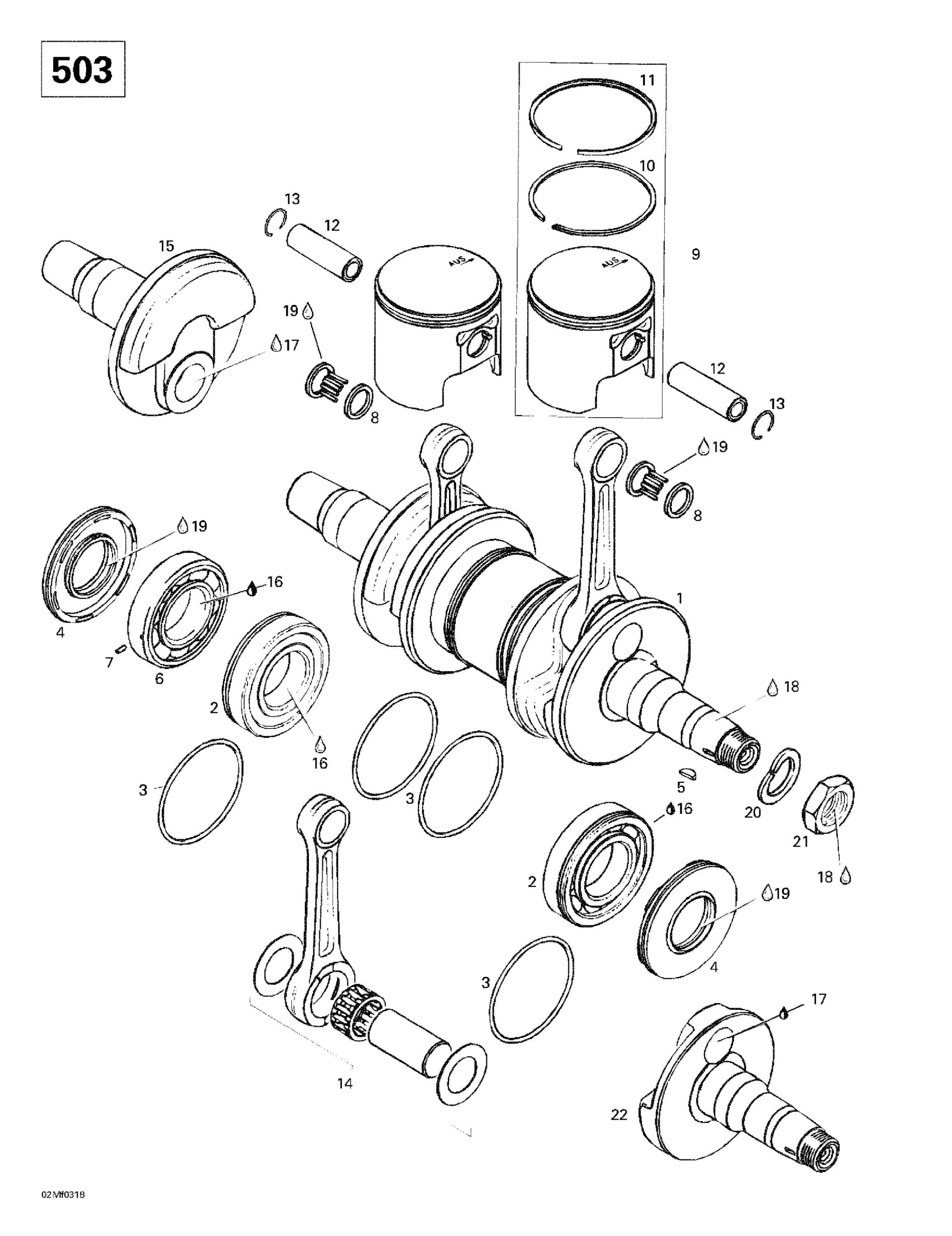 Схема узла: Crankshaft And Pistons (503)