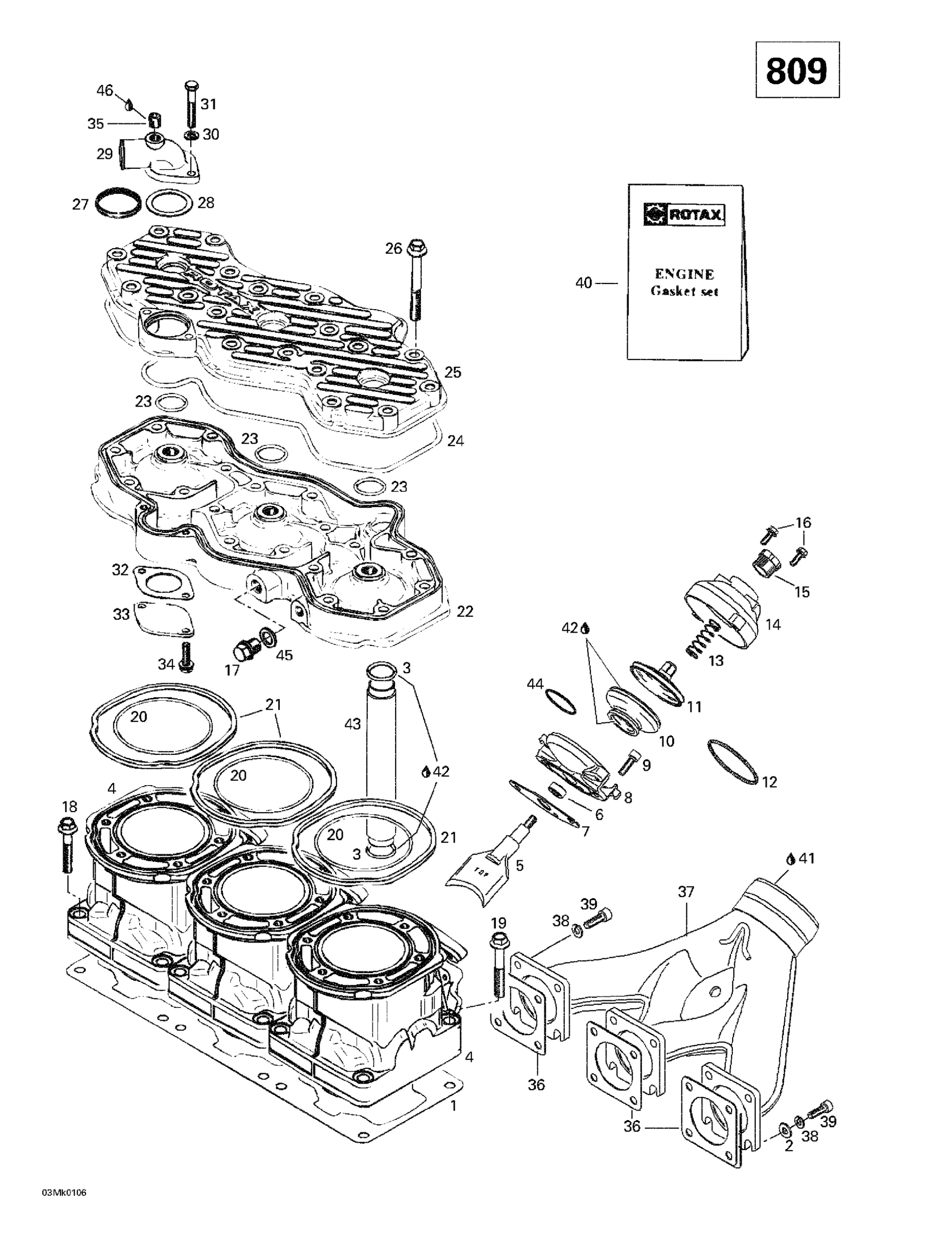 Схема узла: Cylinder, Exhaust Manifold (809)