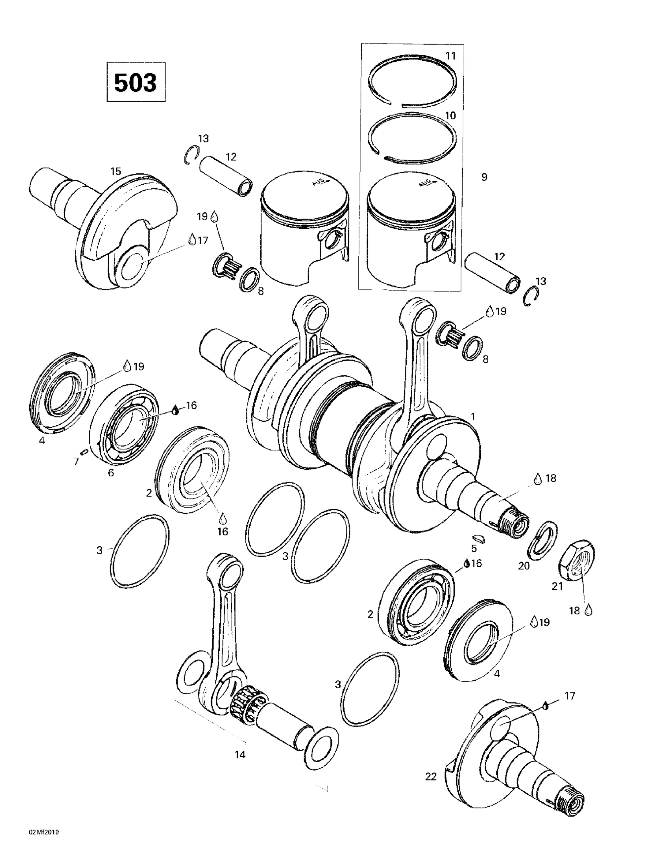 Схема узла: Crankshaft And Pistons (503)