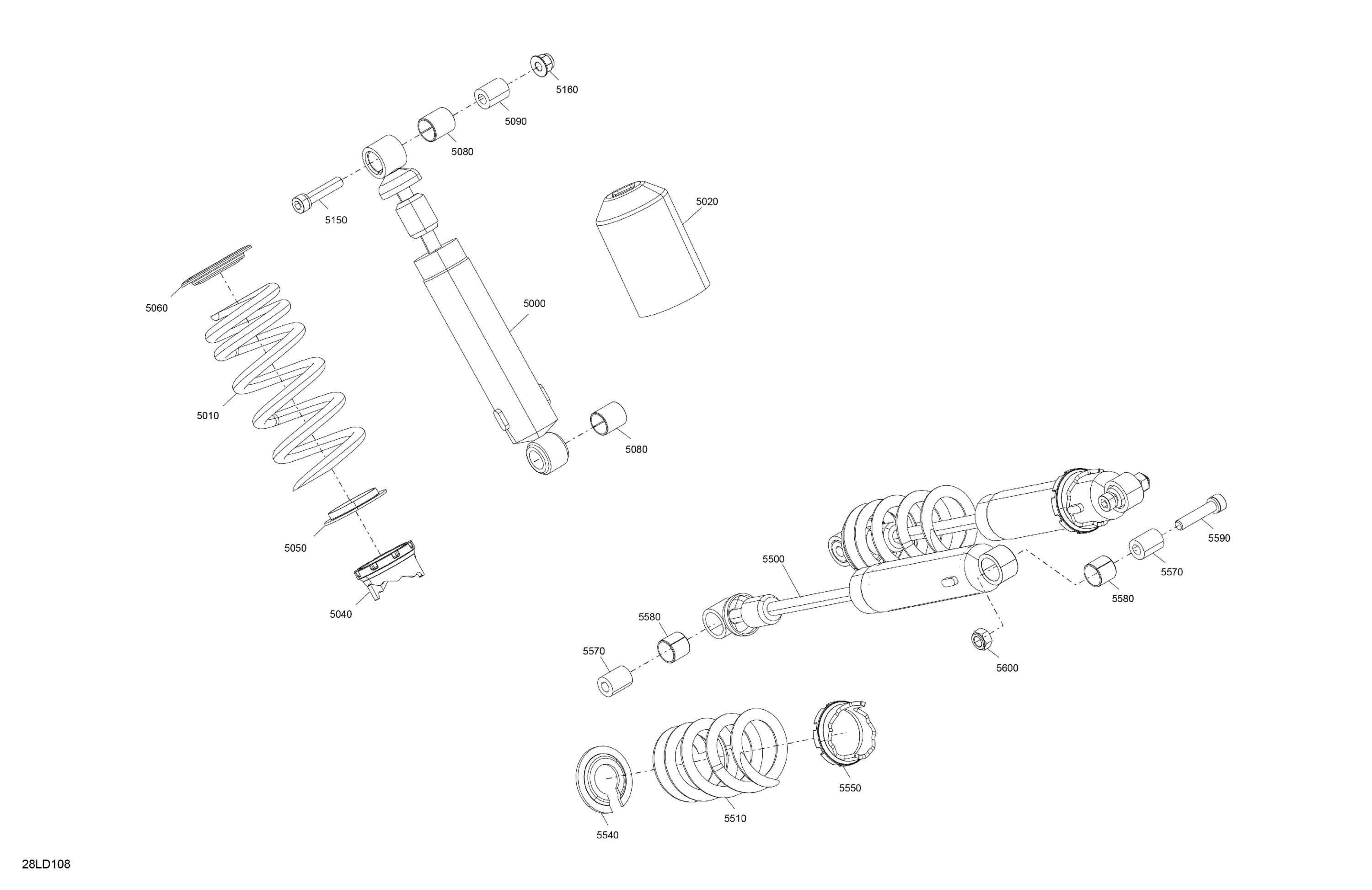 Схема узла: Suspension - Rear Shocks