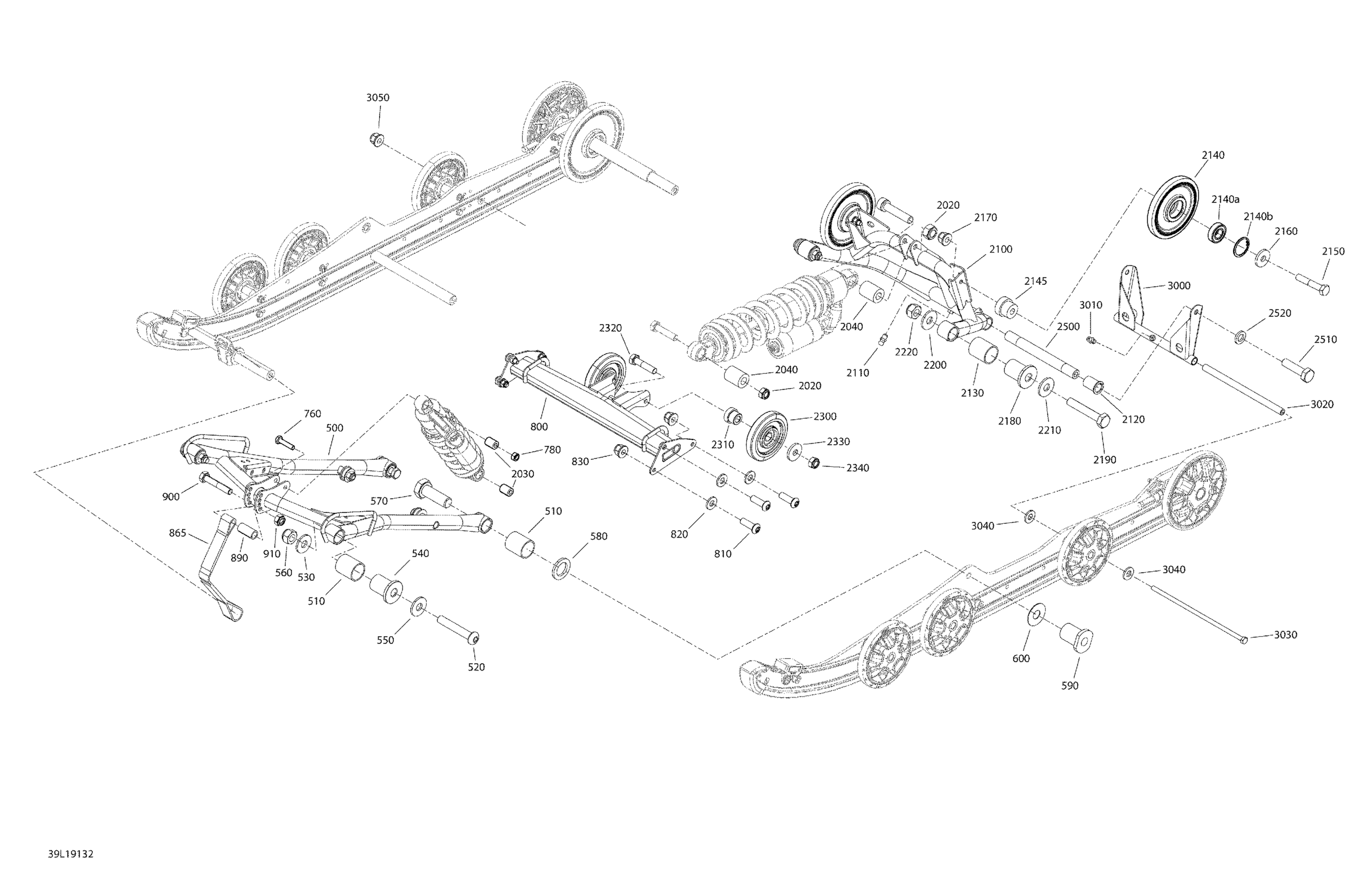 Схема узла: Rear Suspension XTerrain - 600R E-TEC  -  Upper Section