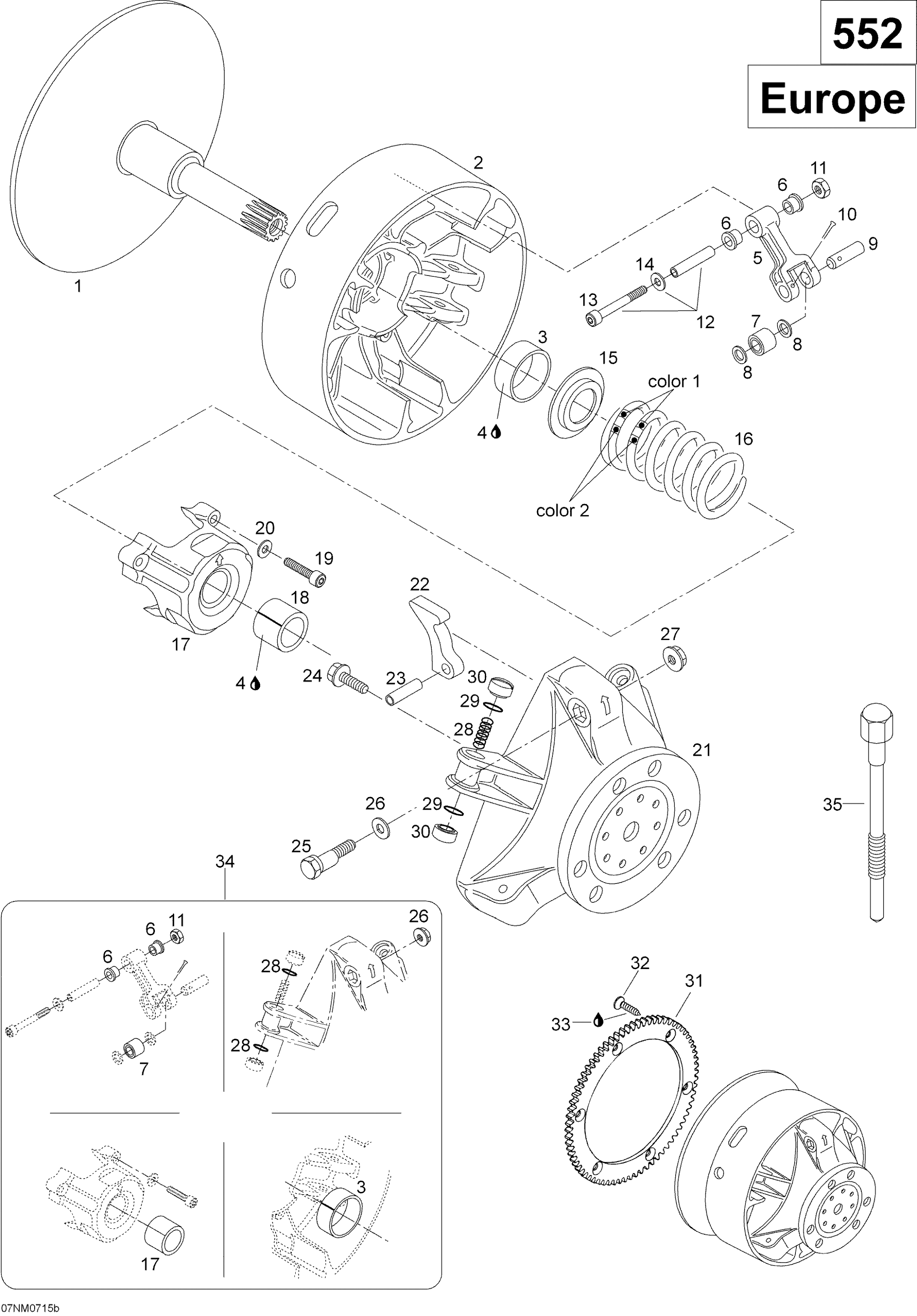 Схема узла: Drive Pulley 550F SUV