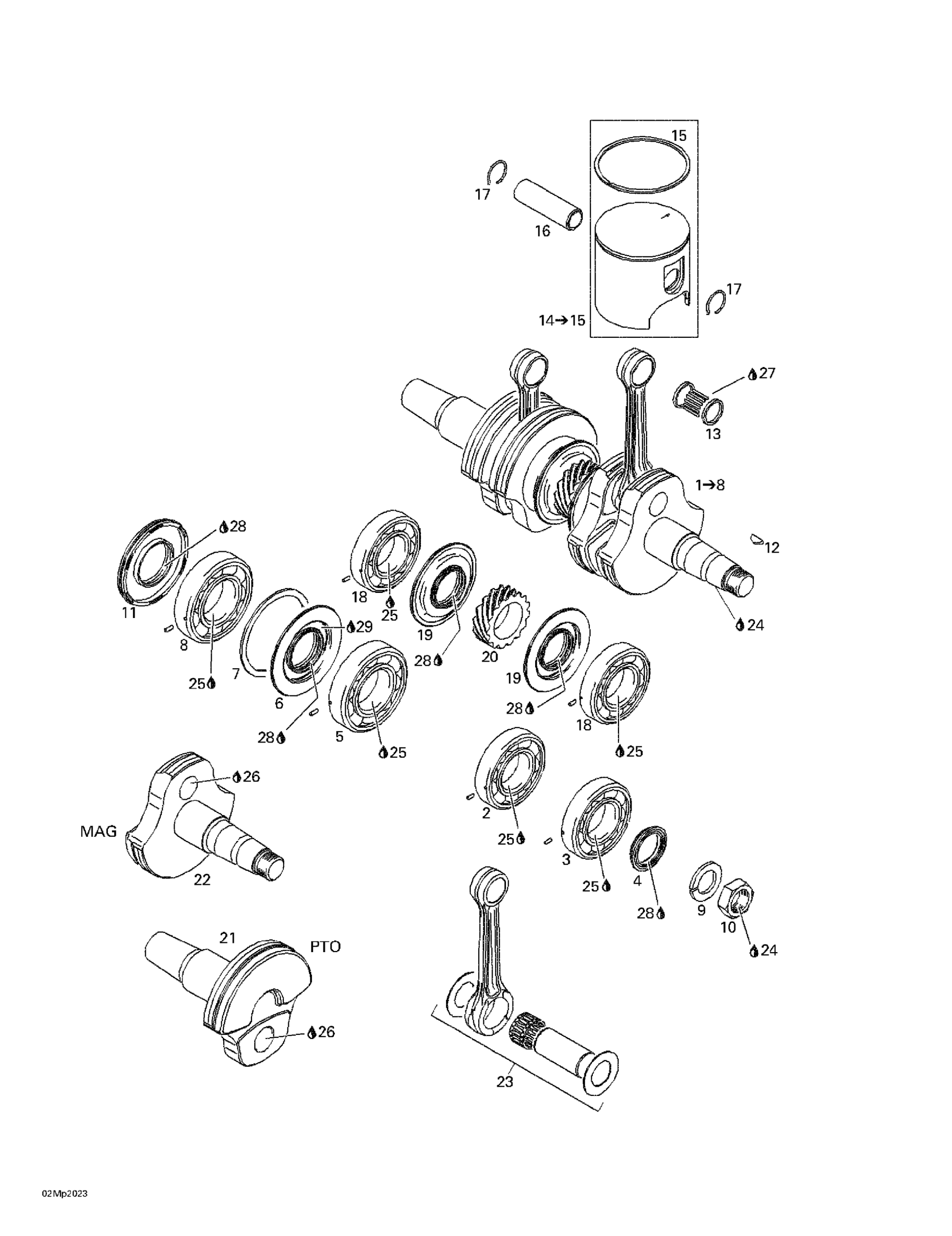 Схема узла: Crankshaft And Pistons