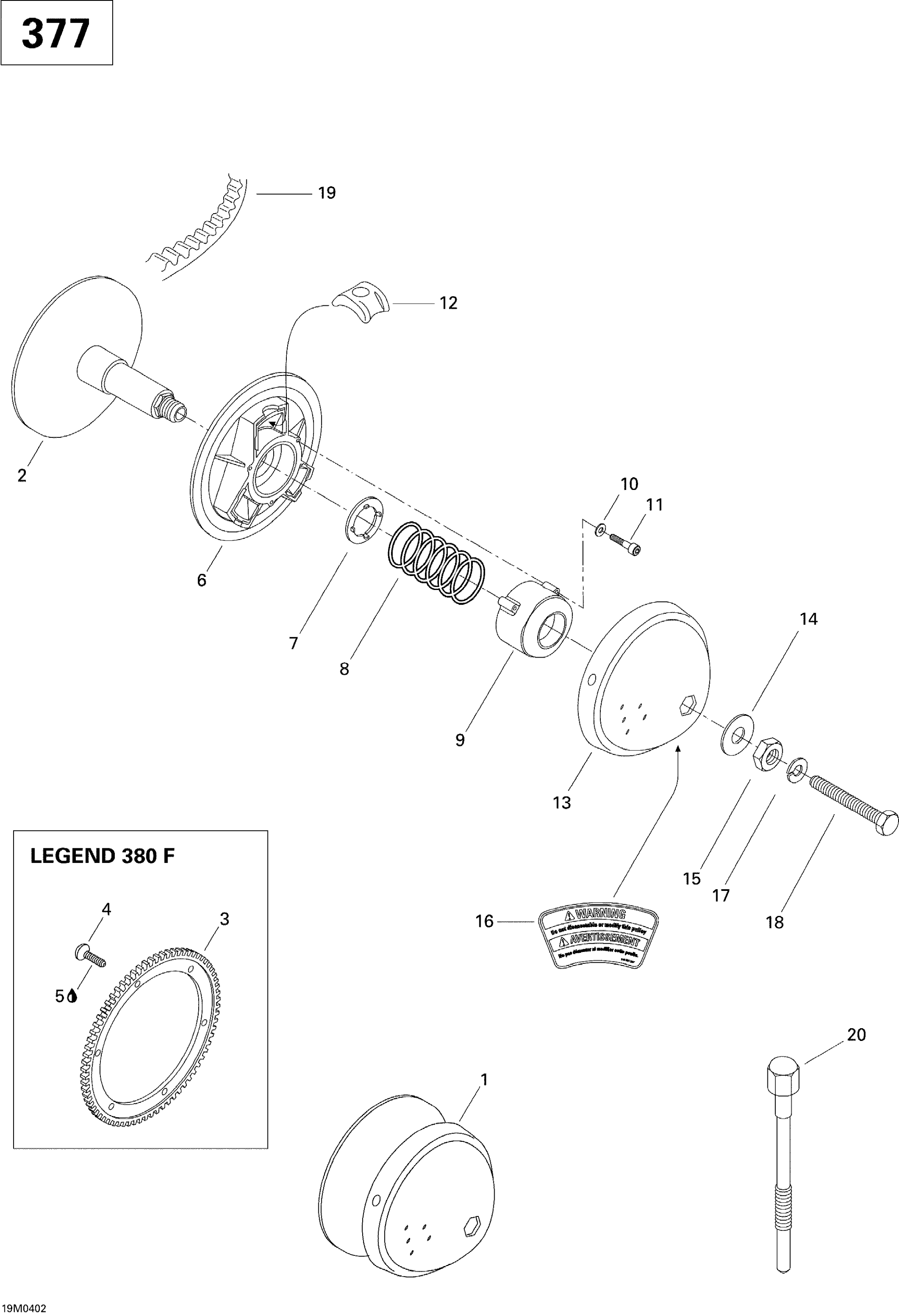 Схема узла: Drive Pulley (MX Z 380F)