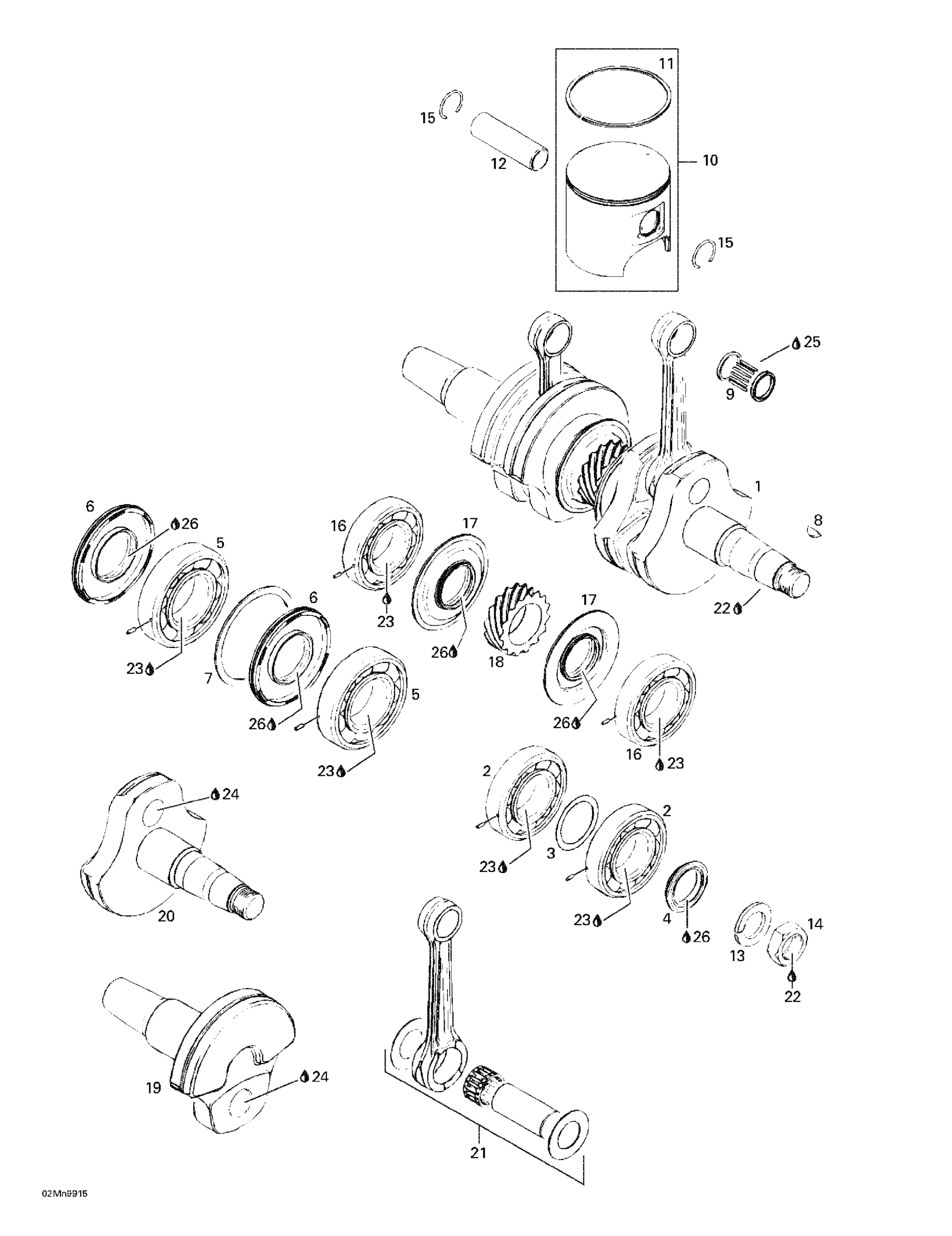 Схема узла: Crankshaft And Pistons