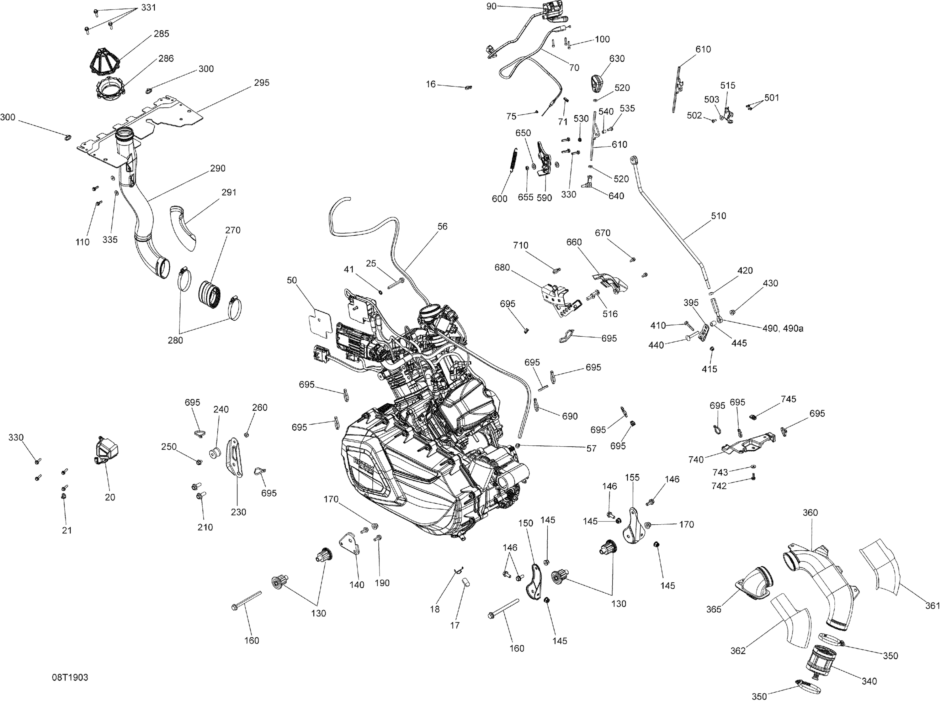 Схема узла: Engine And Engine Support - 570 EFI Except XMR