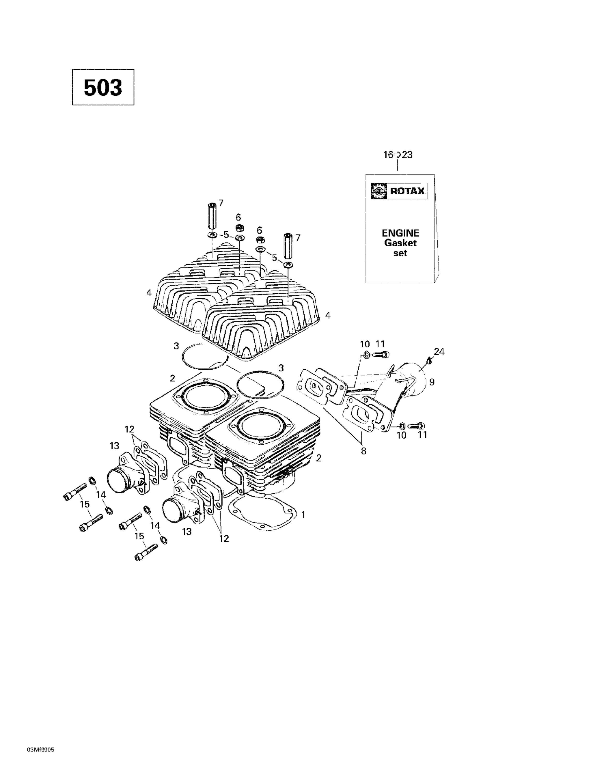 Cylinder, Exhaust Manifold (503)