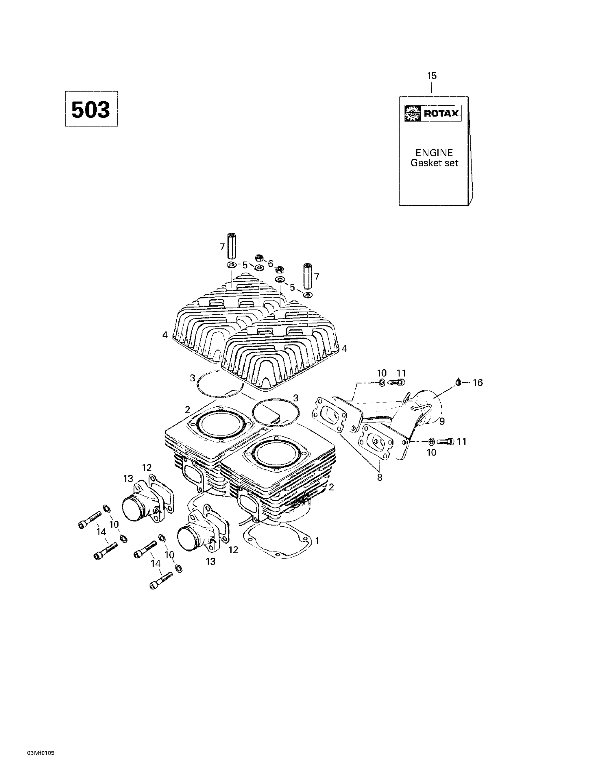 Cylinder, Intake Exhaust Manifold (503)