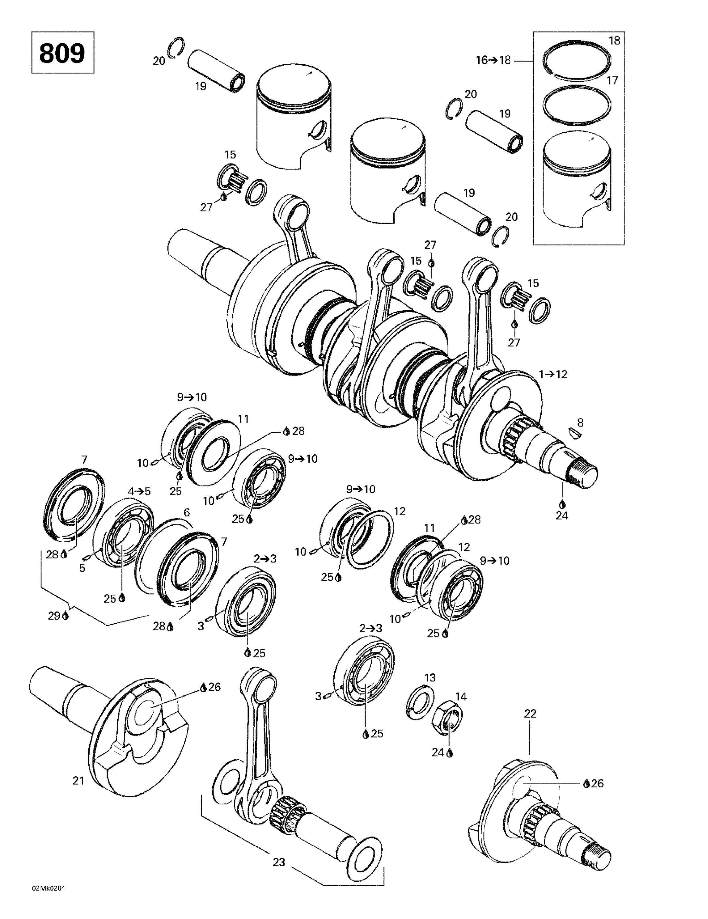 Crankshaft And Pistons (809)