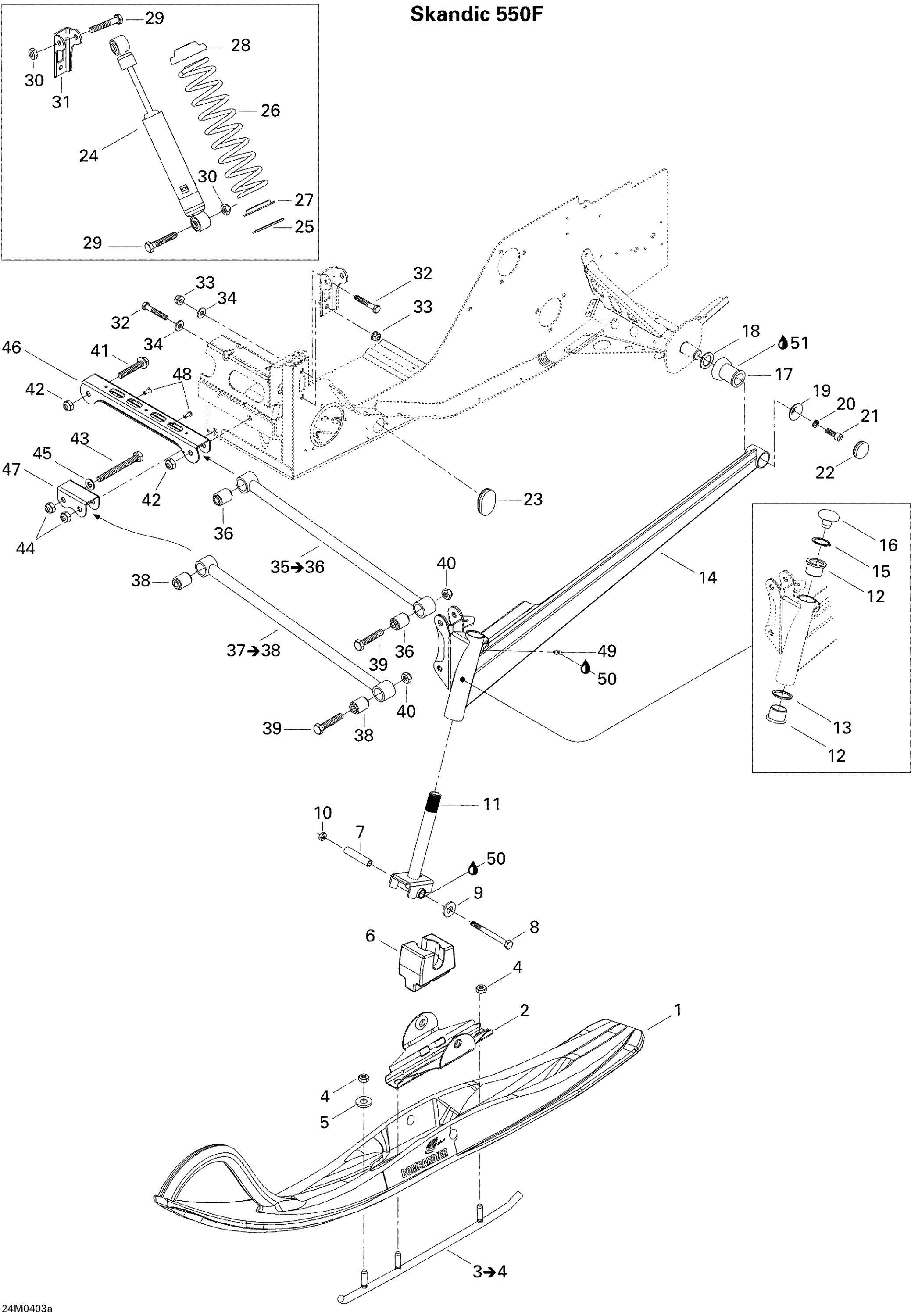Схема узла: Front Suspension SKANDIC 550F