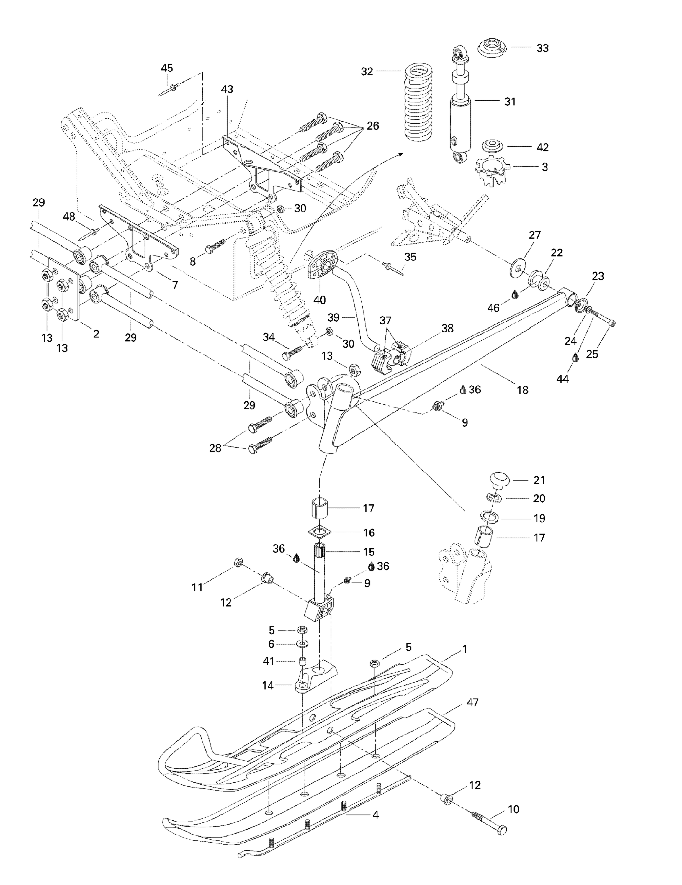 Схема узла: Front Suspension And Ski
