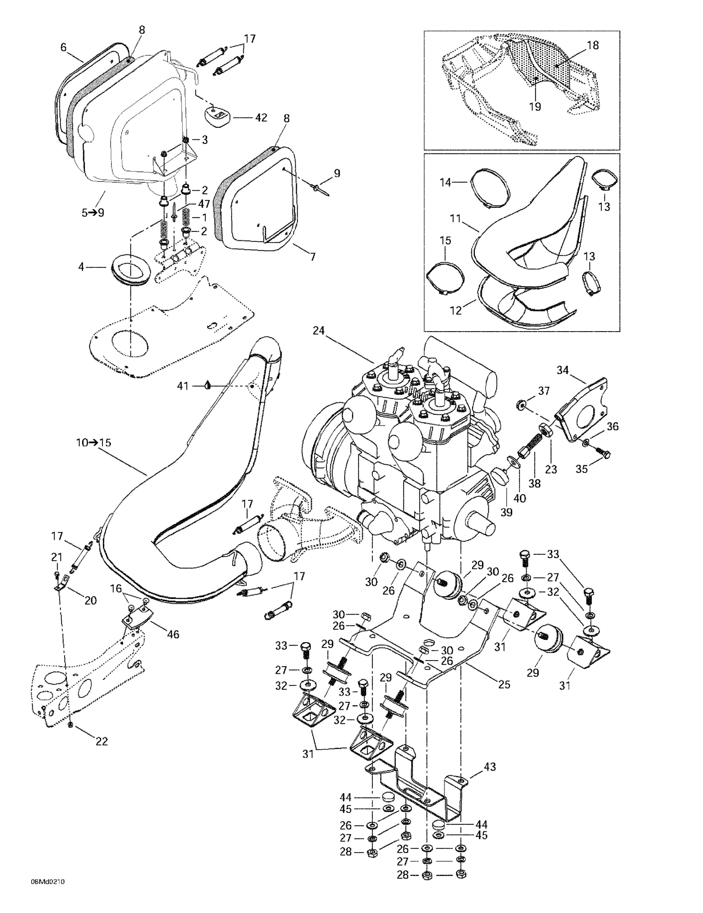 Схема узла: Engine Support And Muffler