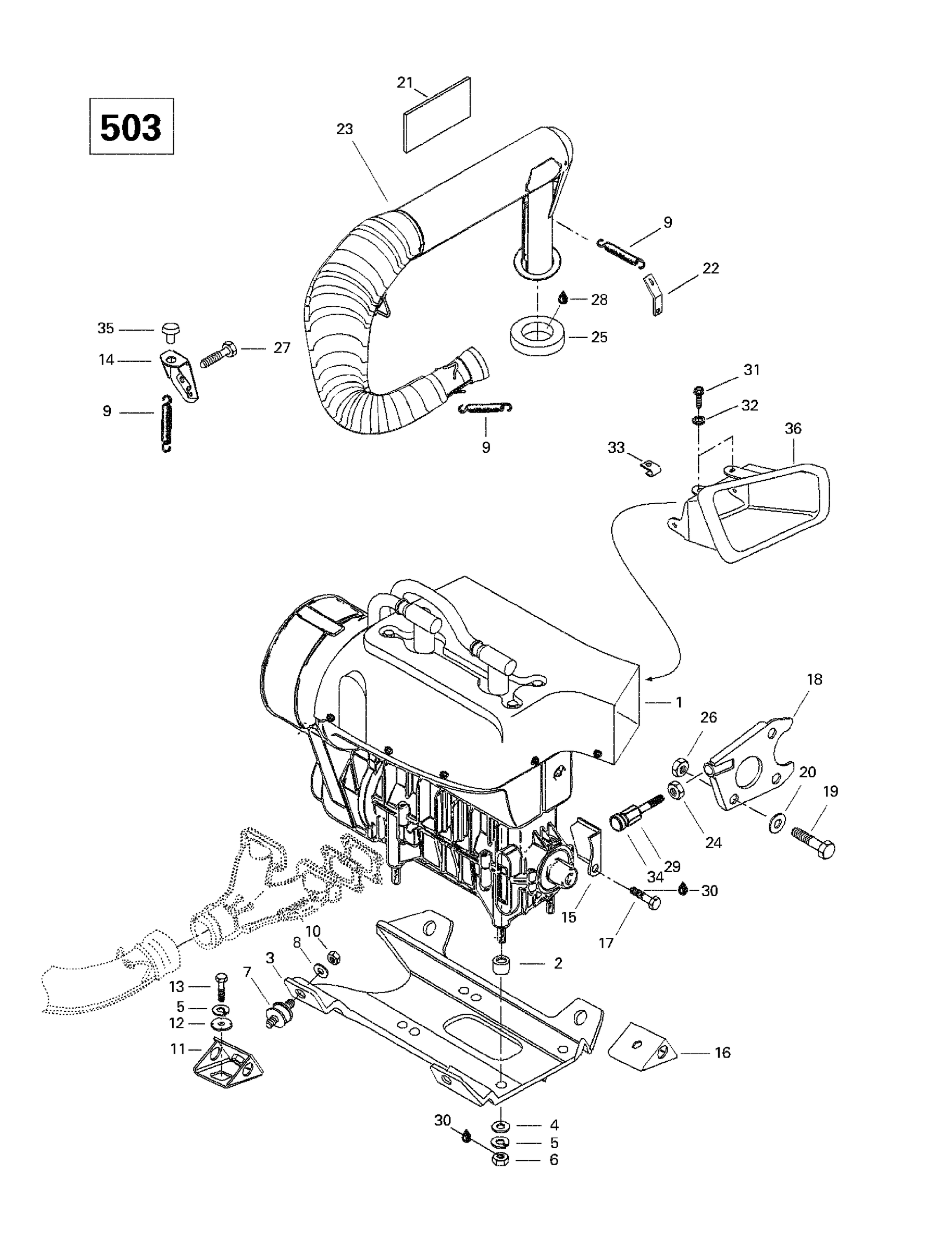 Engine Support And Muffler (503)