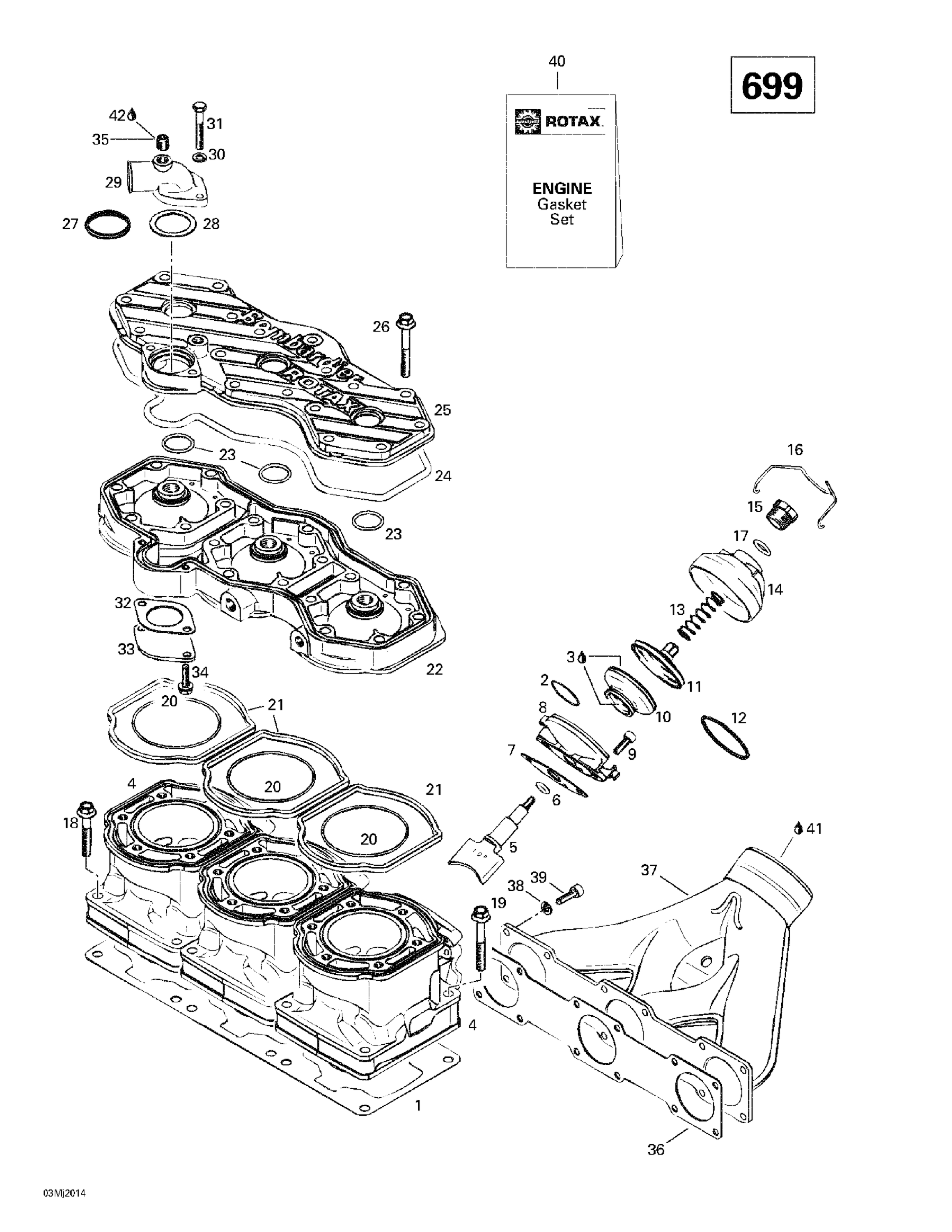 Схема узла: Cylinder, Exhaust Manifold (699)
