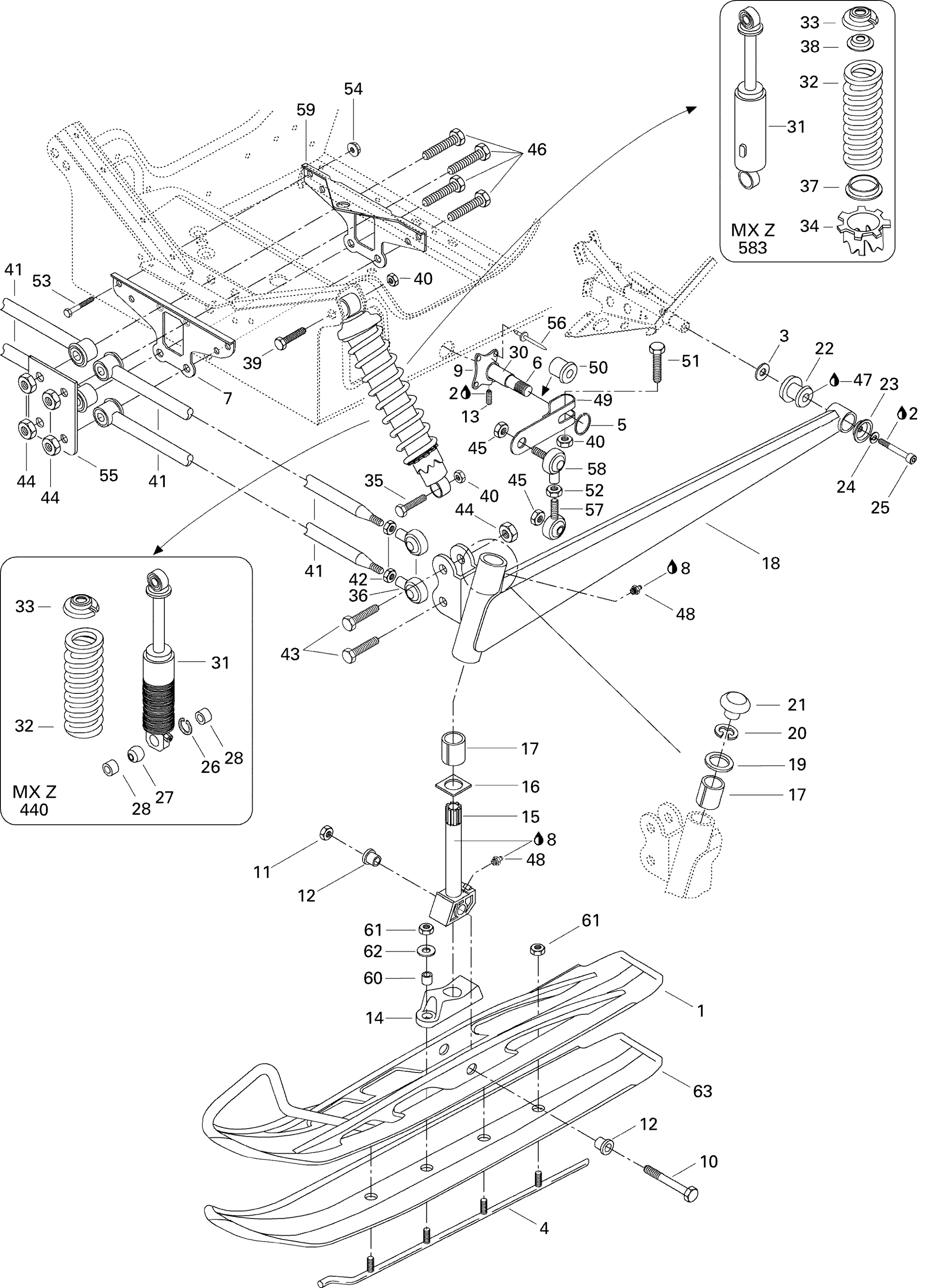 Схема узла: Front Suspension And Ski 583