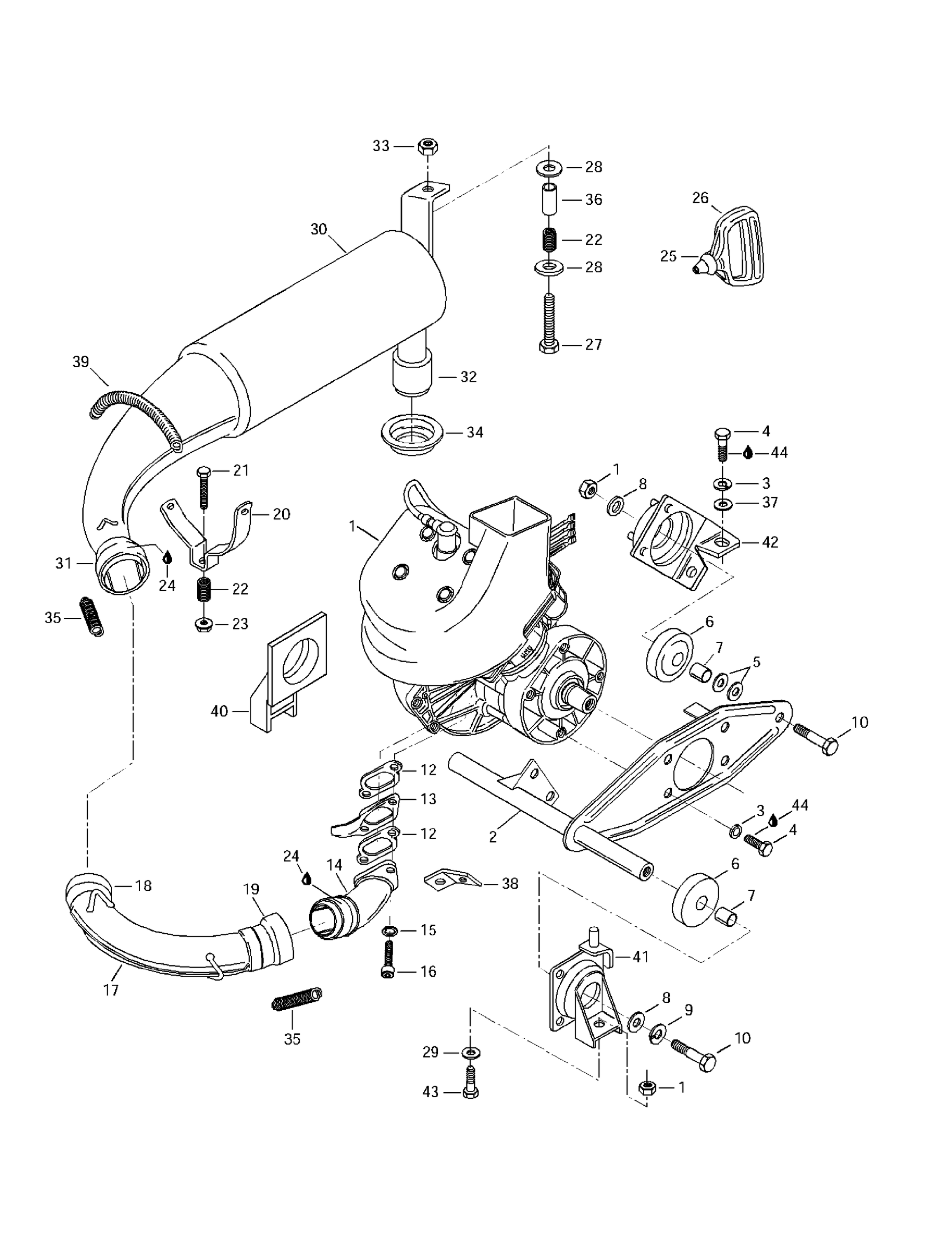 Схема узла: Engine Support And Muffler