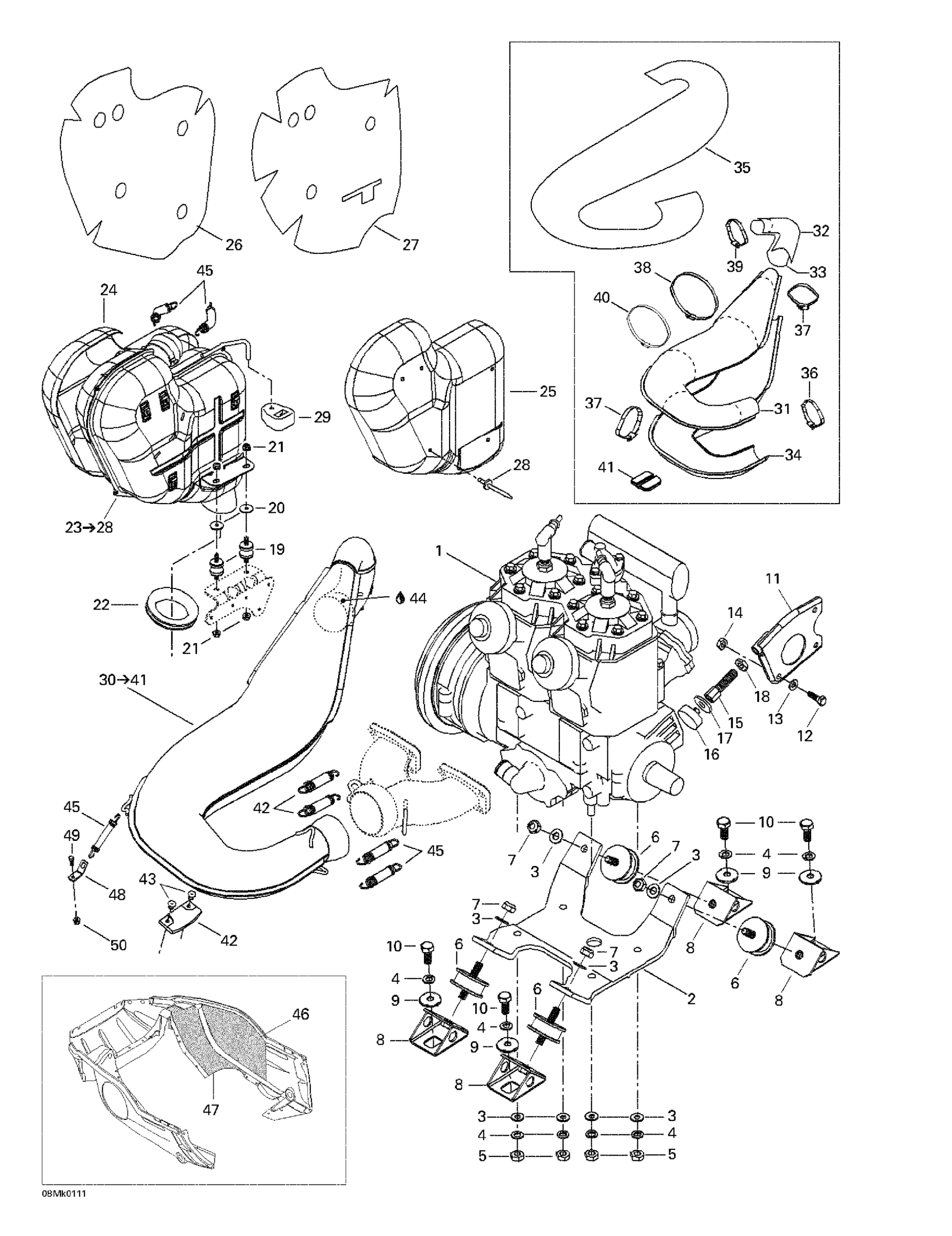 Схема узла: Engine Support And Muffler