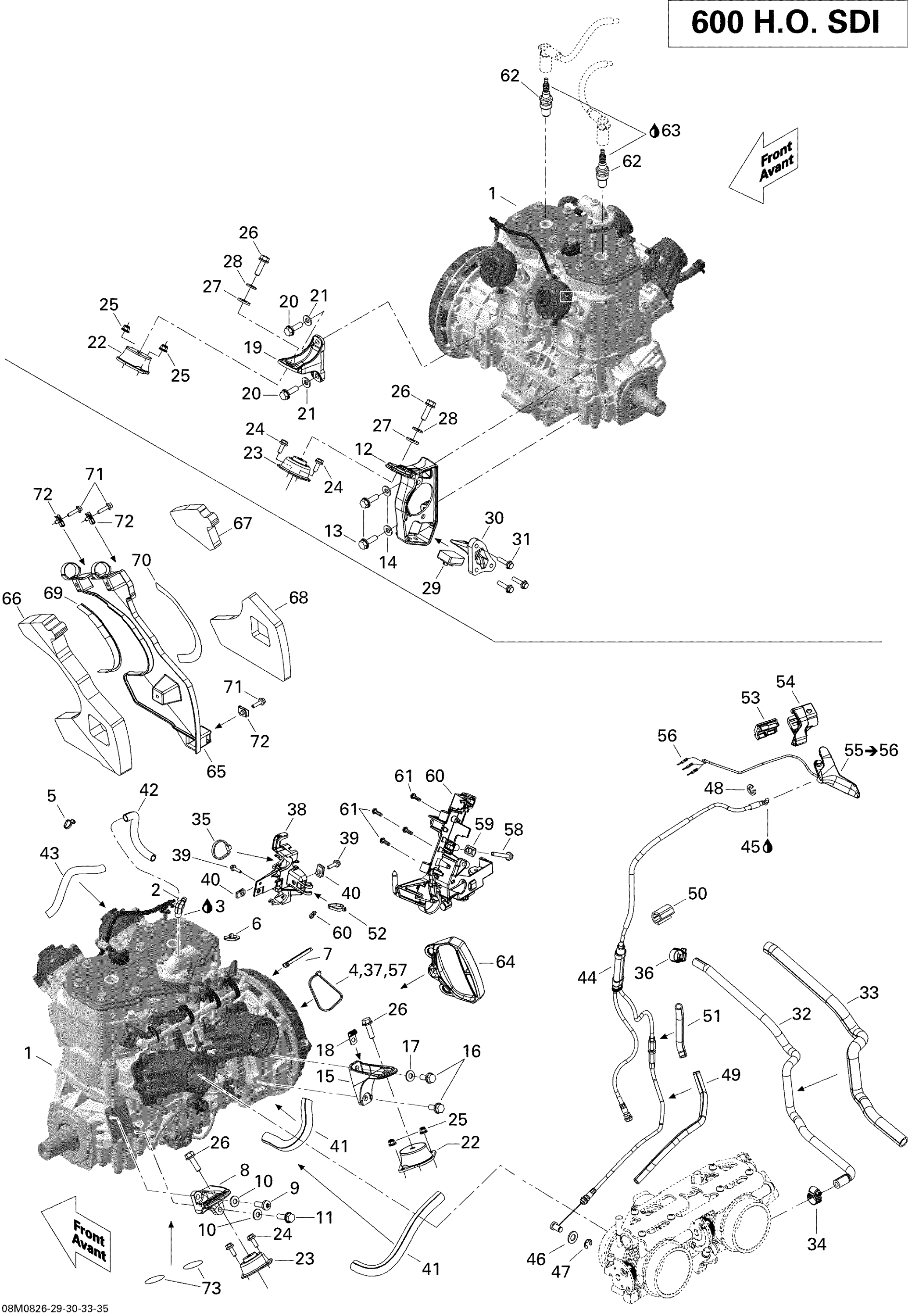 Схема узла: Engine And Engine Support 600 HO