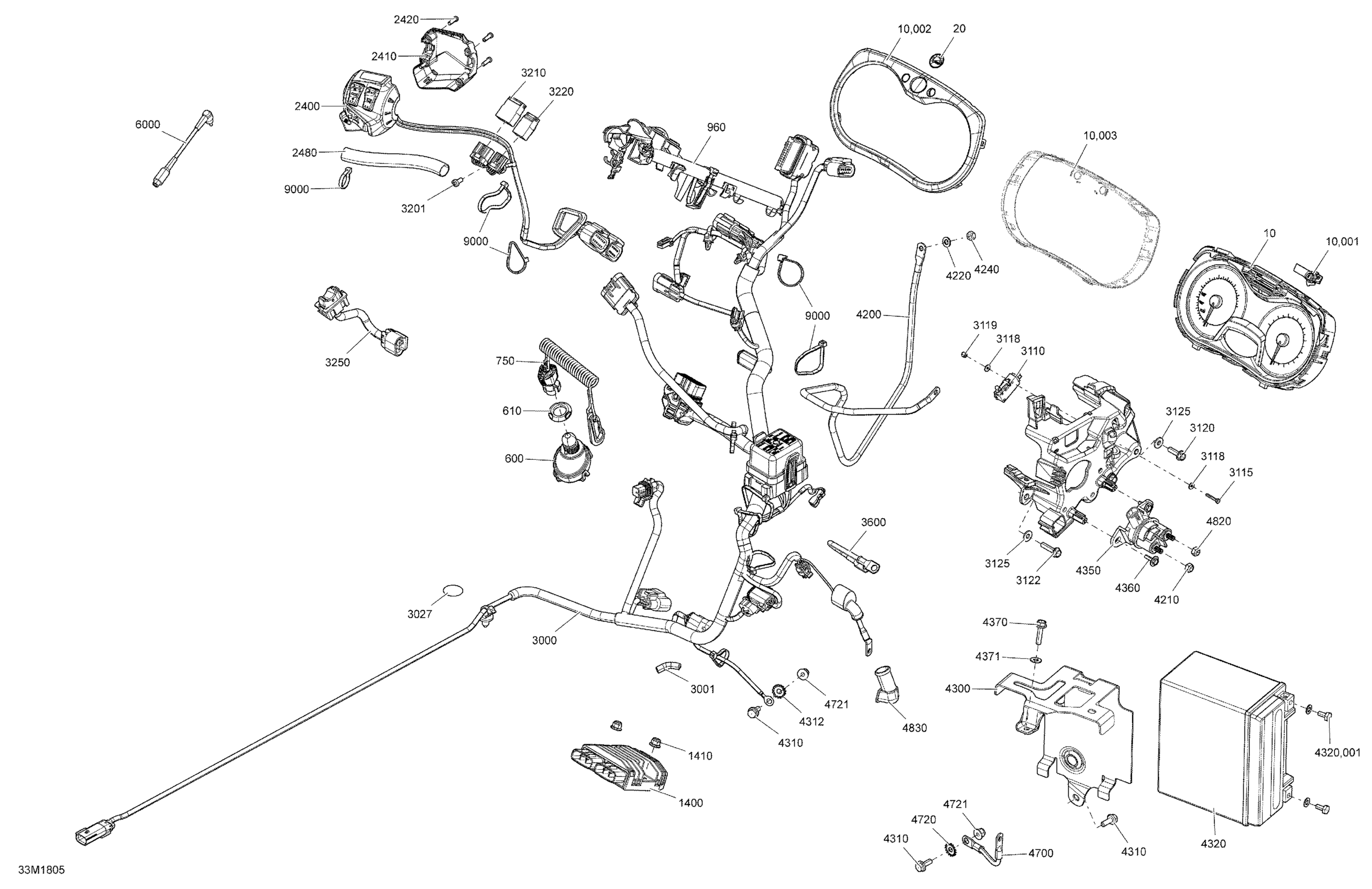 Схема узла: Electrical System MXZ, Renegade - 600 ACE