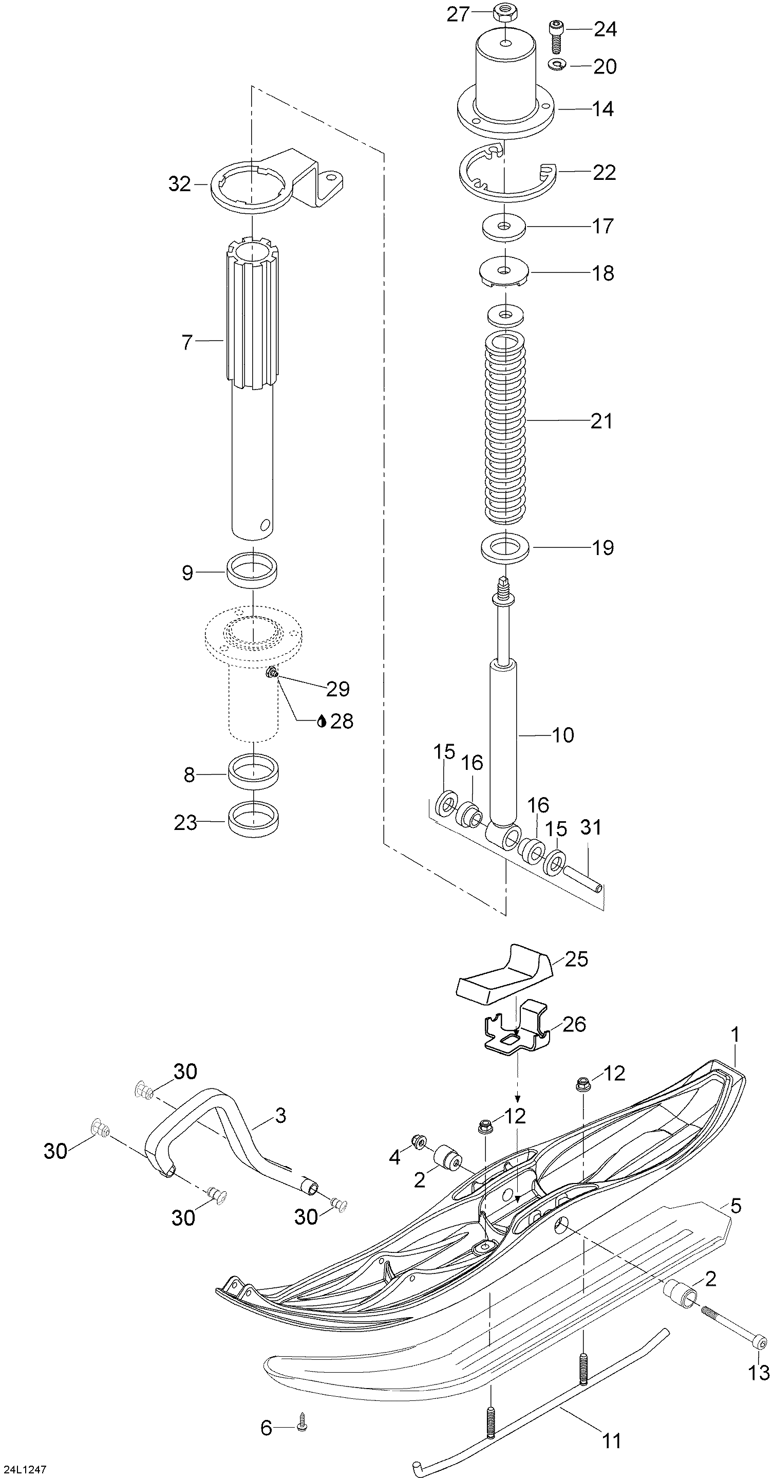 Схема узла: Front Suspension And Ski
