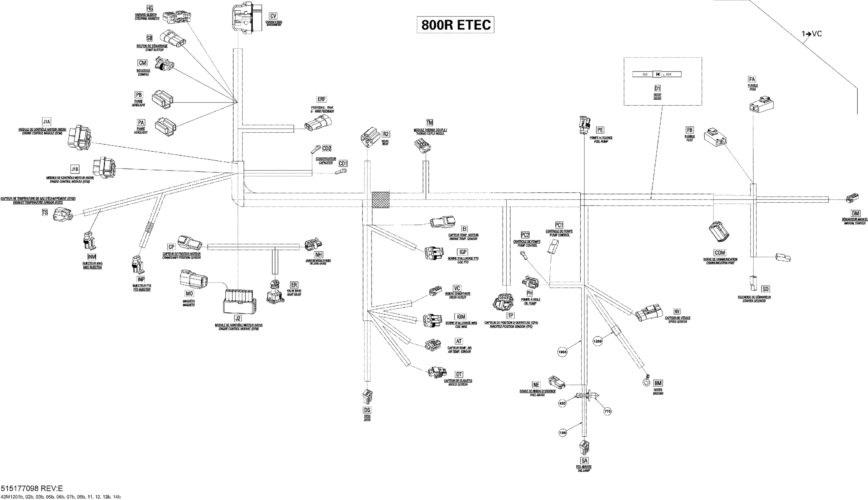 Схема узла: Electrical Harness 800R ETEC