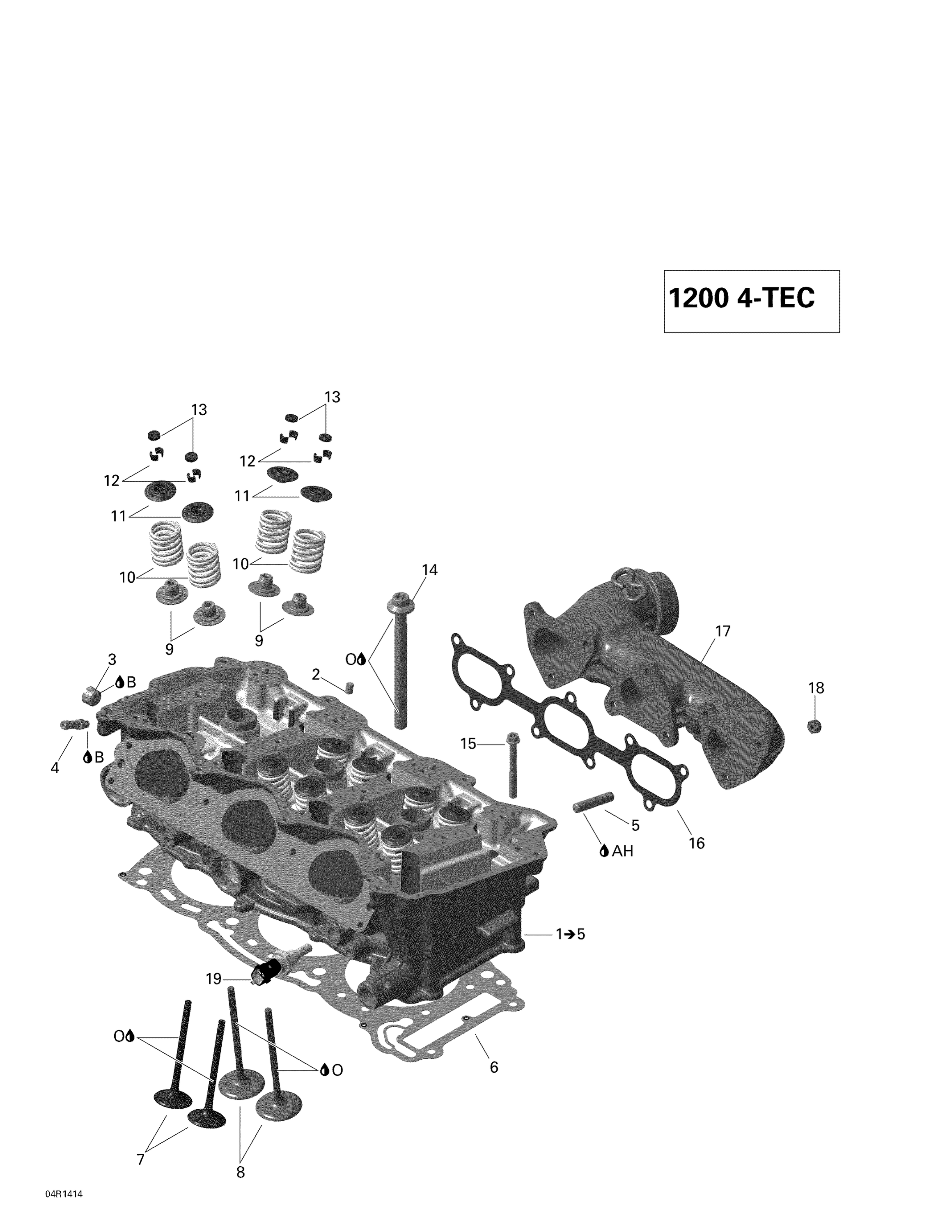 Схема узла: 01_Cylinder Head and Exhaust Manifold