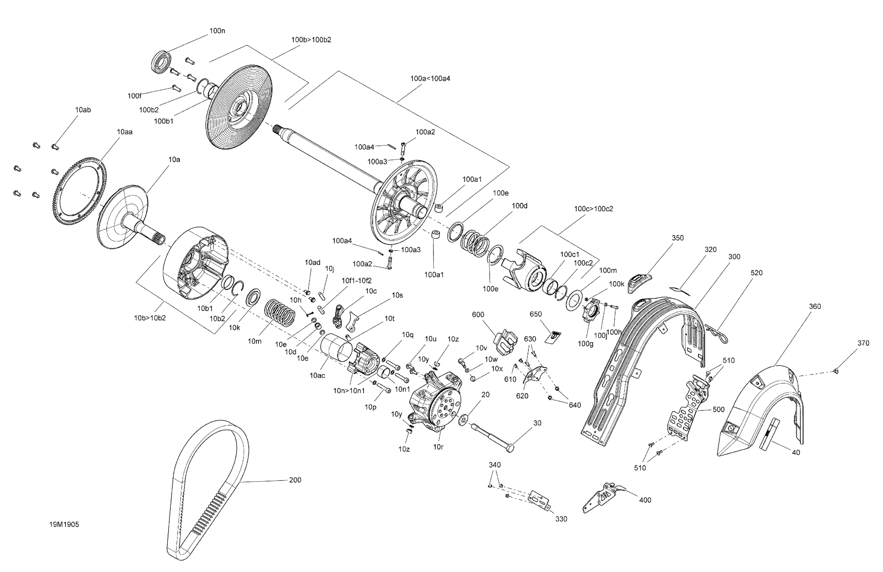 Схема узла: Pulley Tundra - 600 HO ETEC - Package XTreme