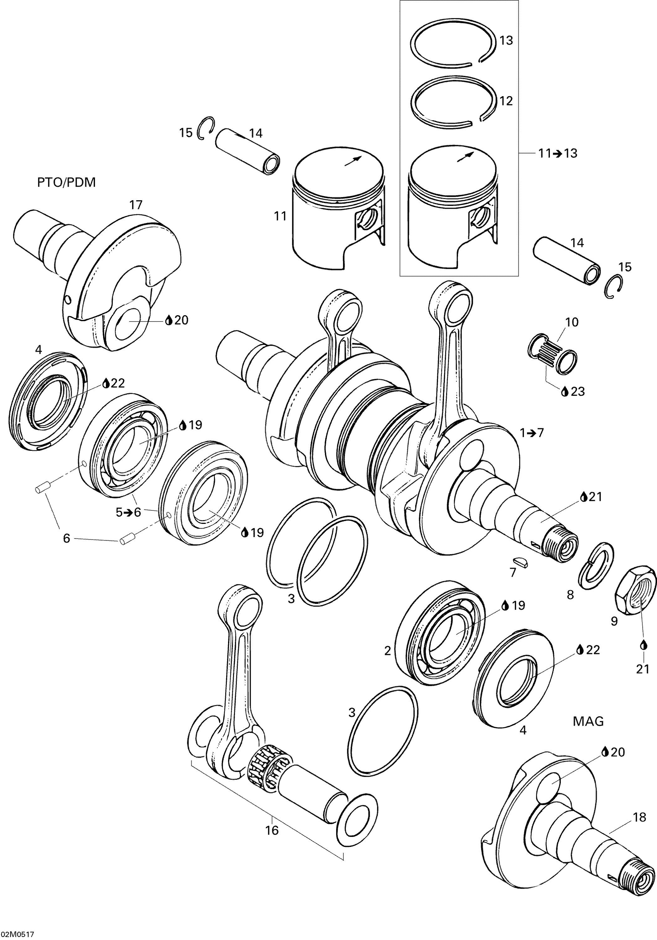 Схема узла: Crankshaft And Pistons