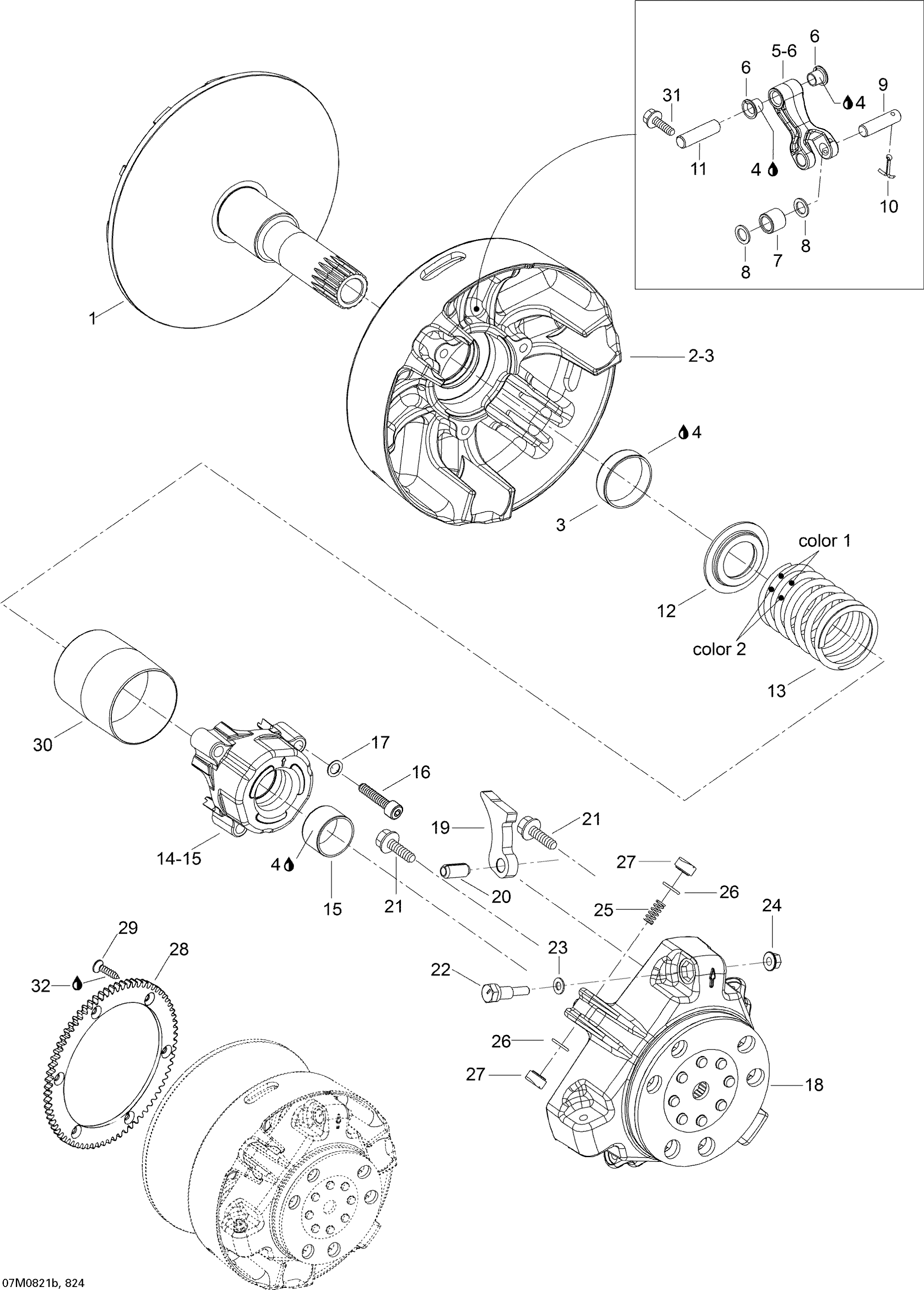 Схема узла: Drive Pulley 600HO SDI