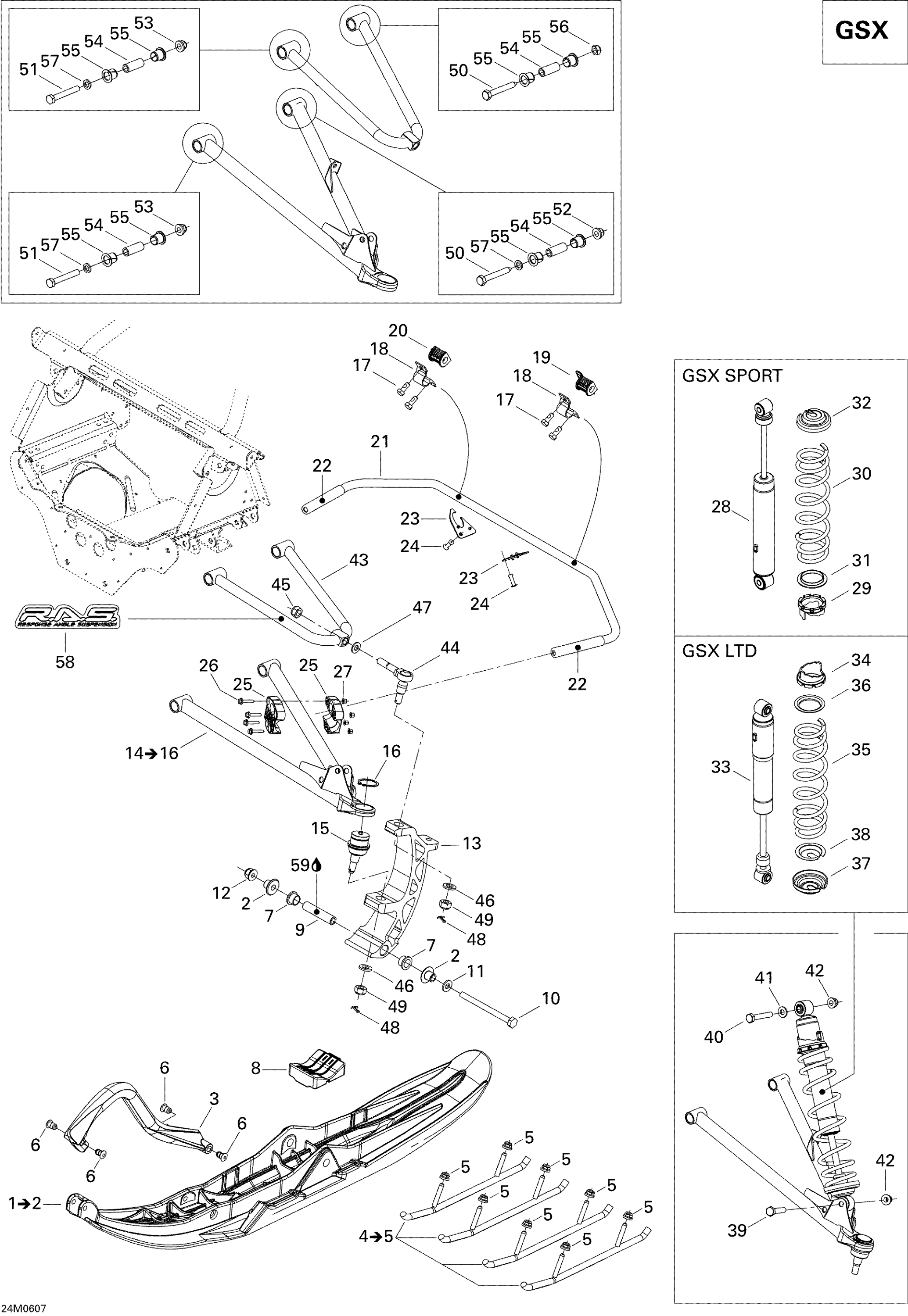 Схема узла: Front Suspension And Ski