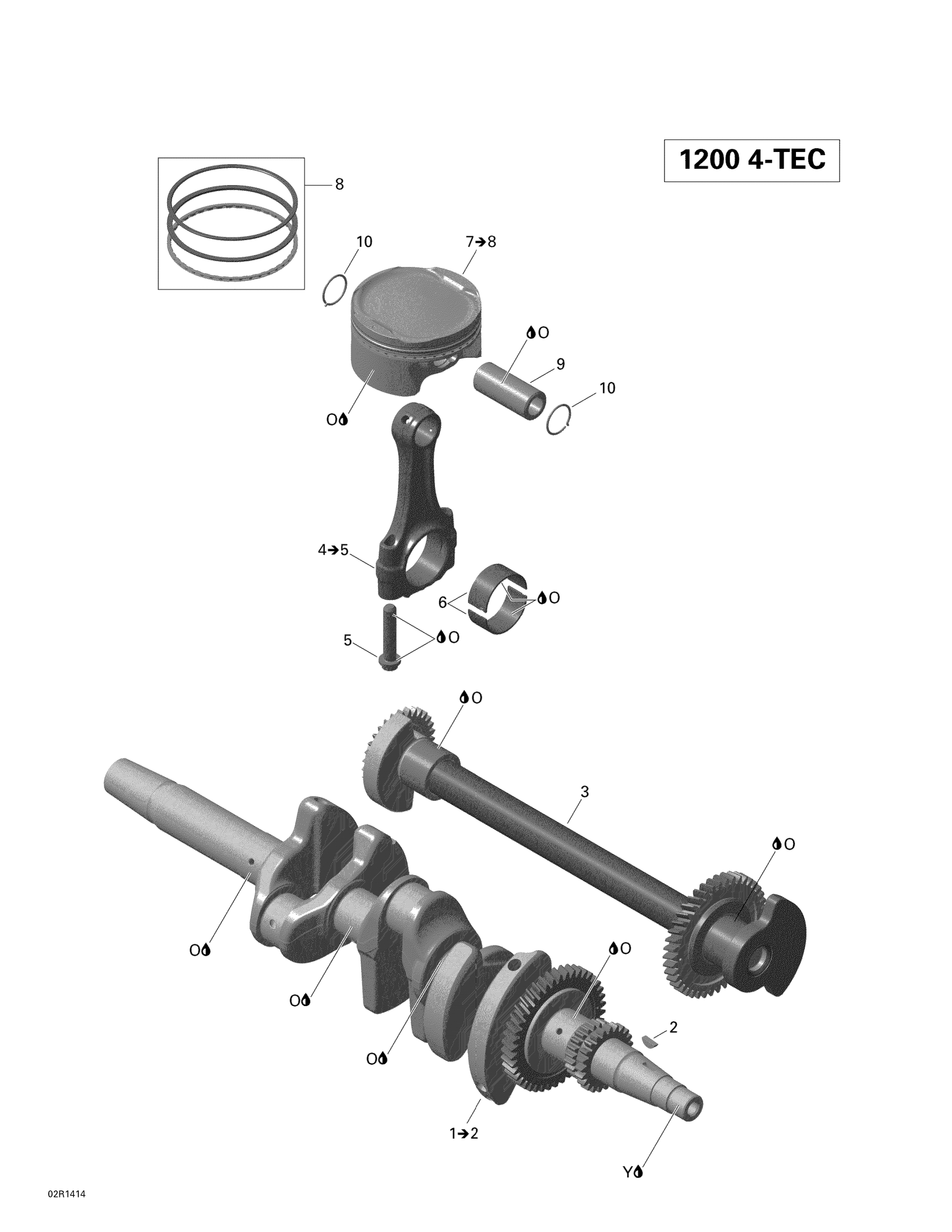 Схема узла: 01_Crankshaft, Pistons and Balance Shaft