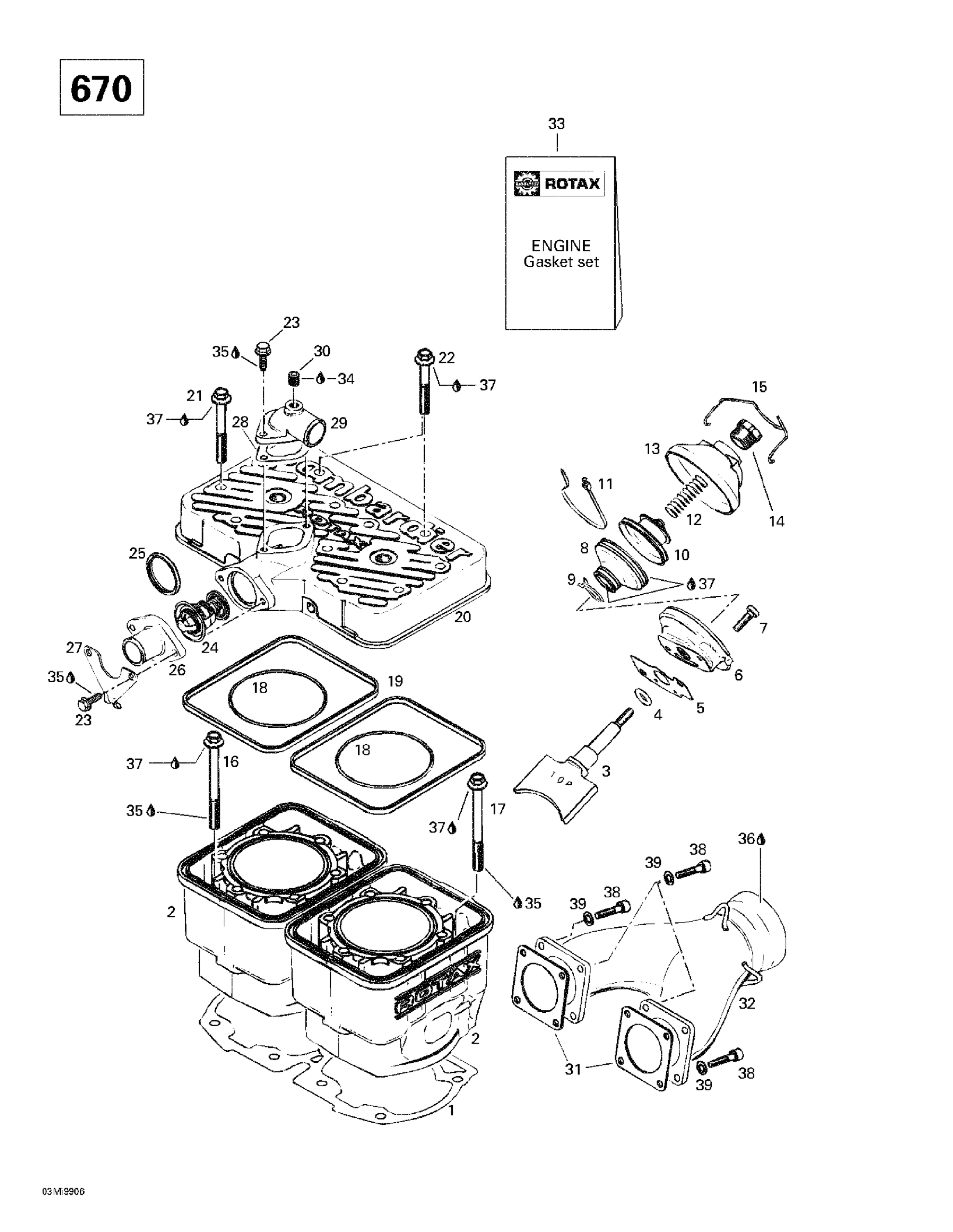Cylinder, Exhaust Manifold (670)