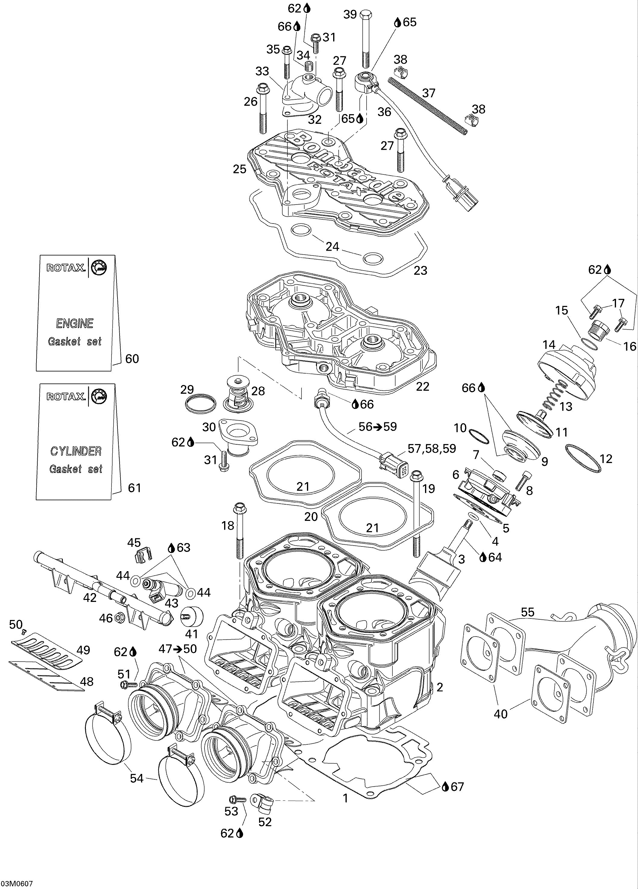 Cylinder, Exhaust Manifold And Reed Valve