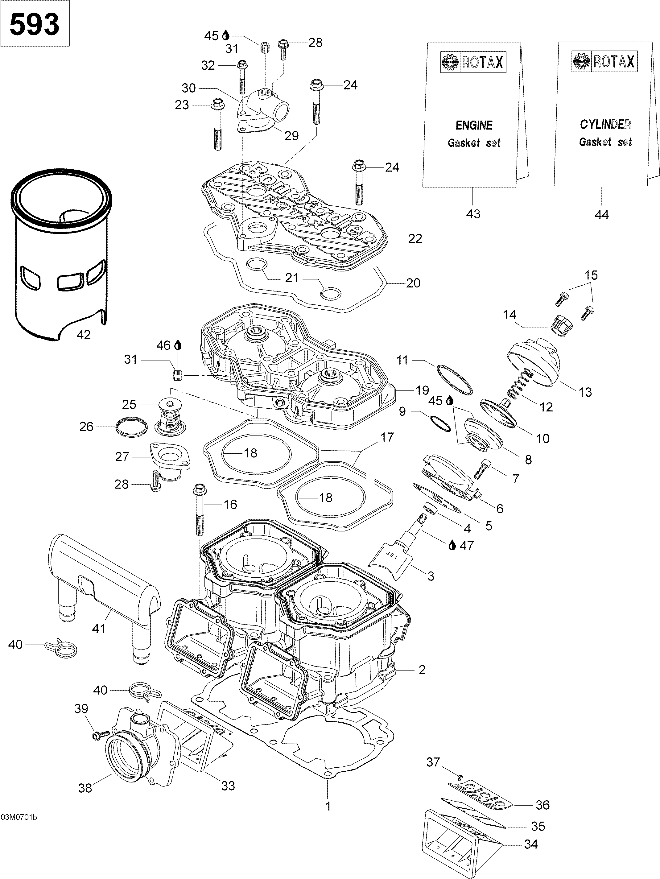 Схема узла: Cylinder and Cylinder Head 593