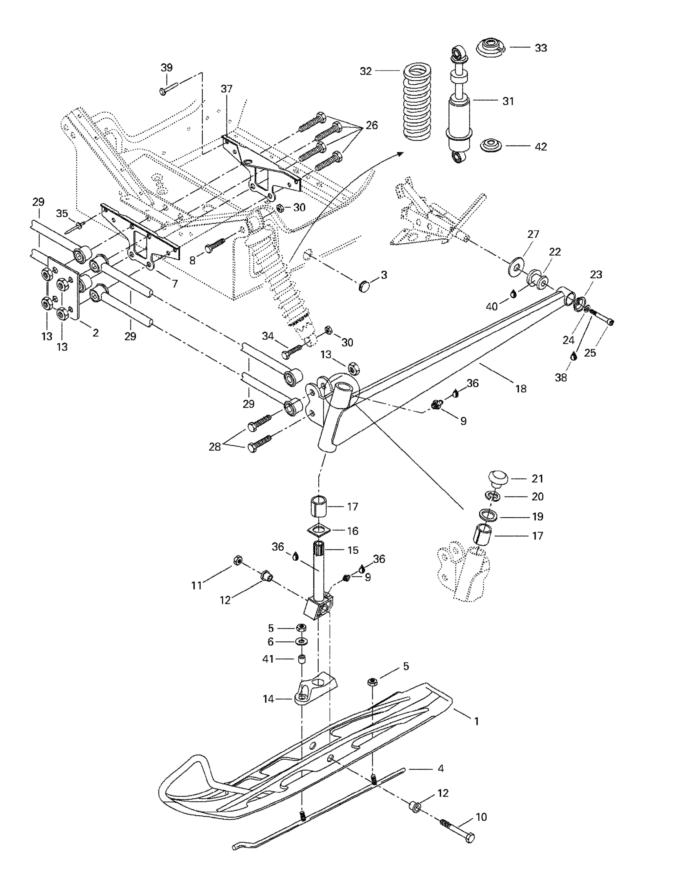 Схема узла: Front Suspension And Ski