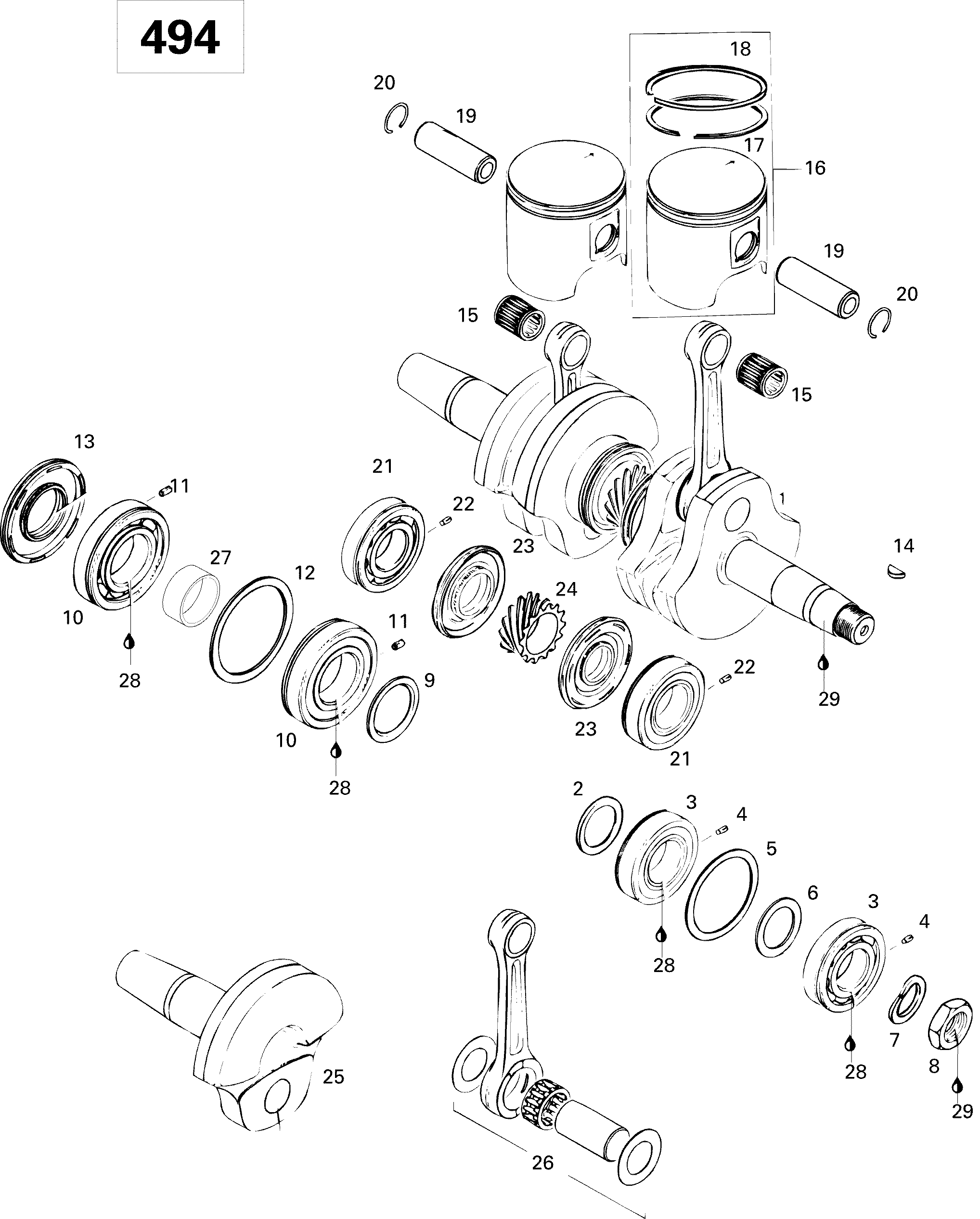 Crankshaft And Pistons 500