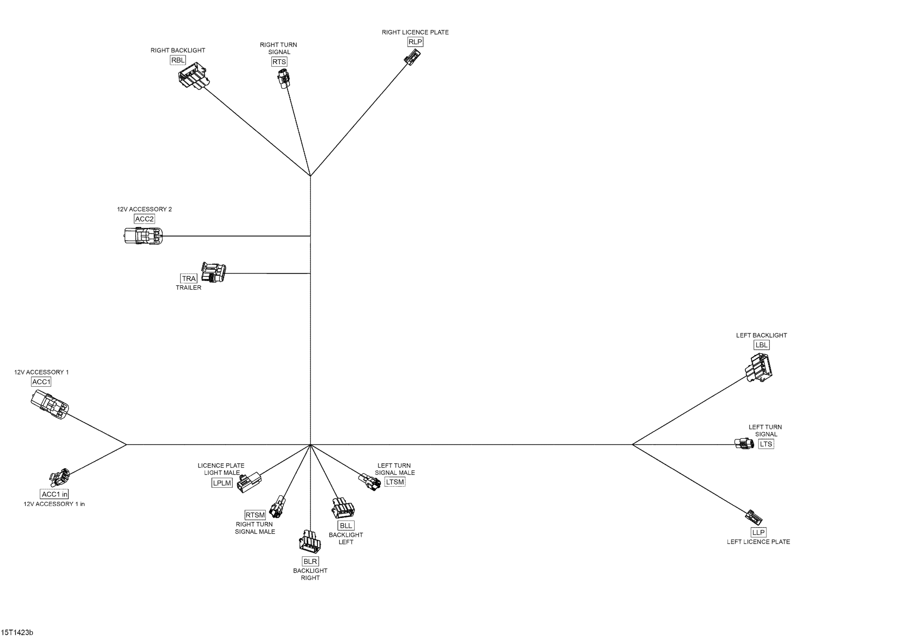 Схема узла: Electrical Harness Rear Light Harness_15T1423b