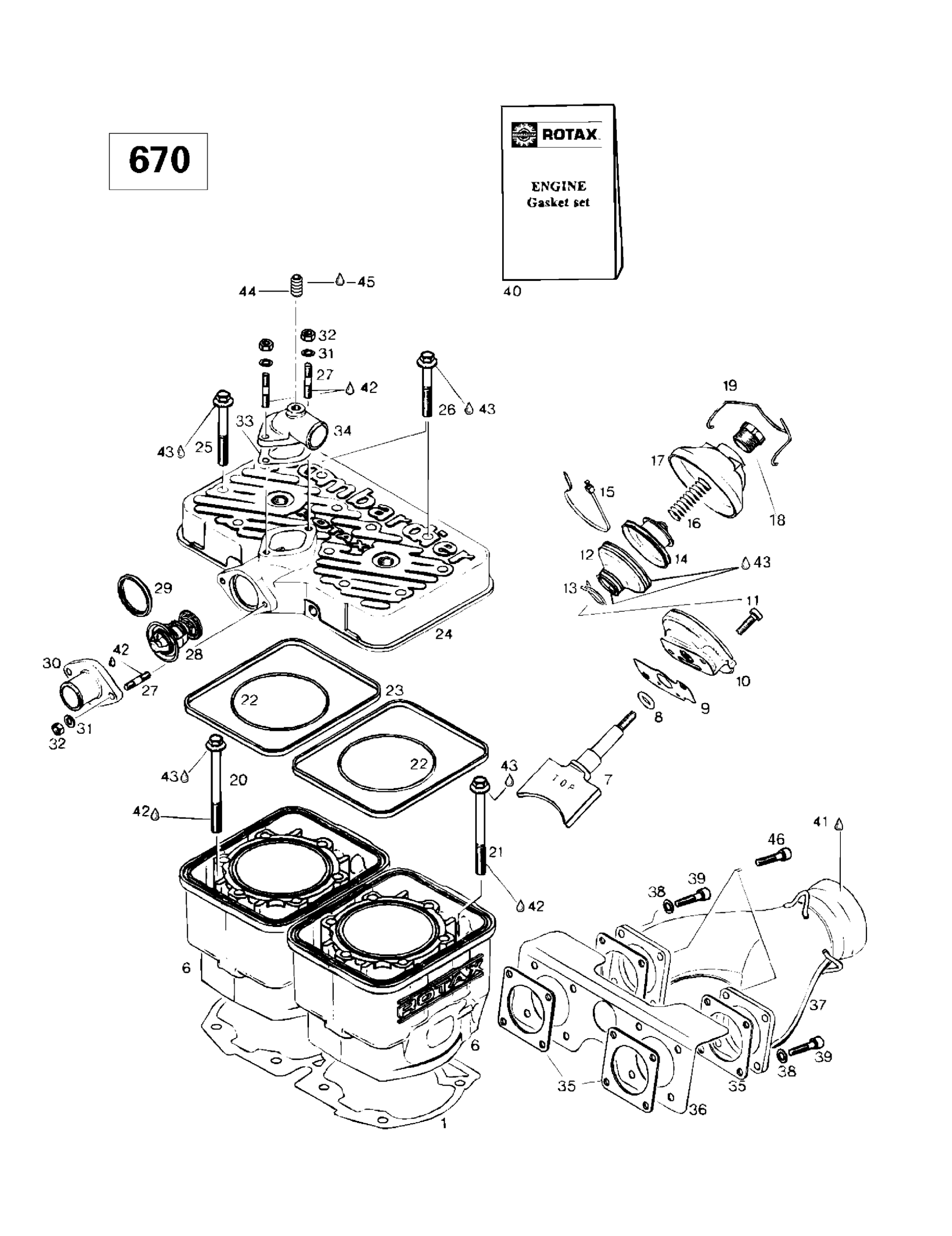 Cylinder, Exhaust Manifold (670)