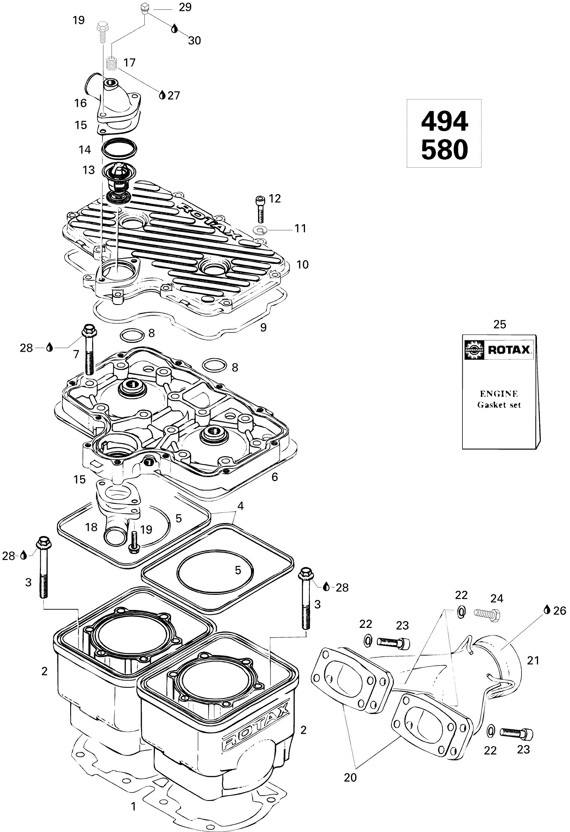 Cylinder And Exhaust Manifold 580