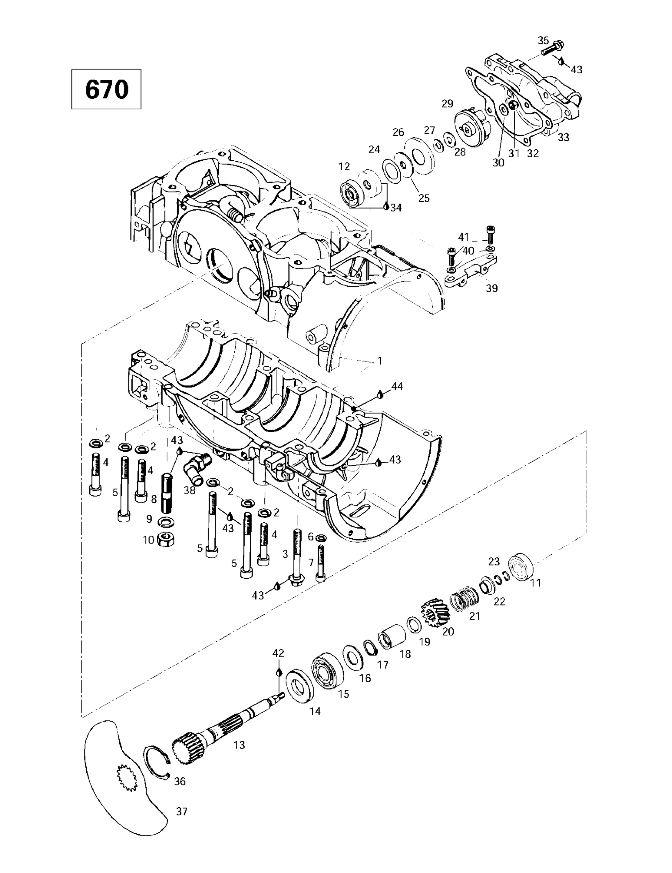 Crankcase, Rotary Valve, Water Pump (670)