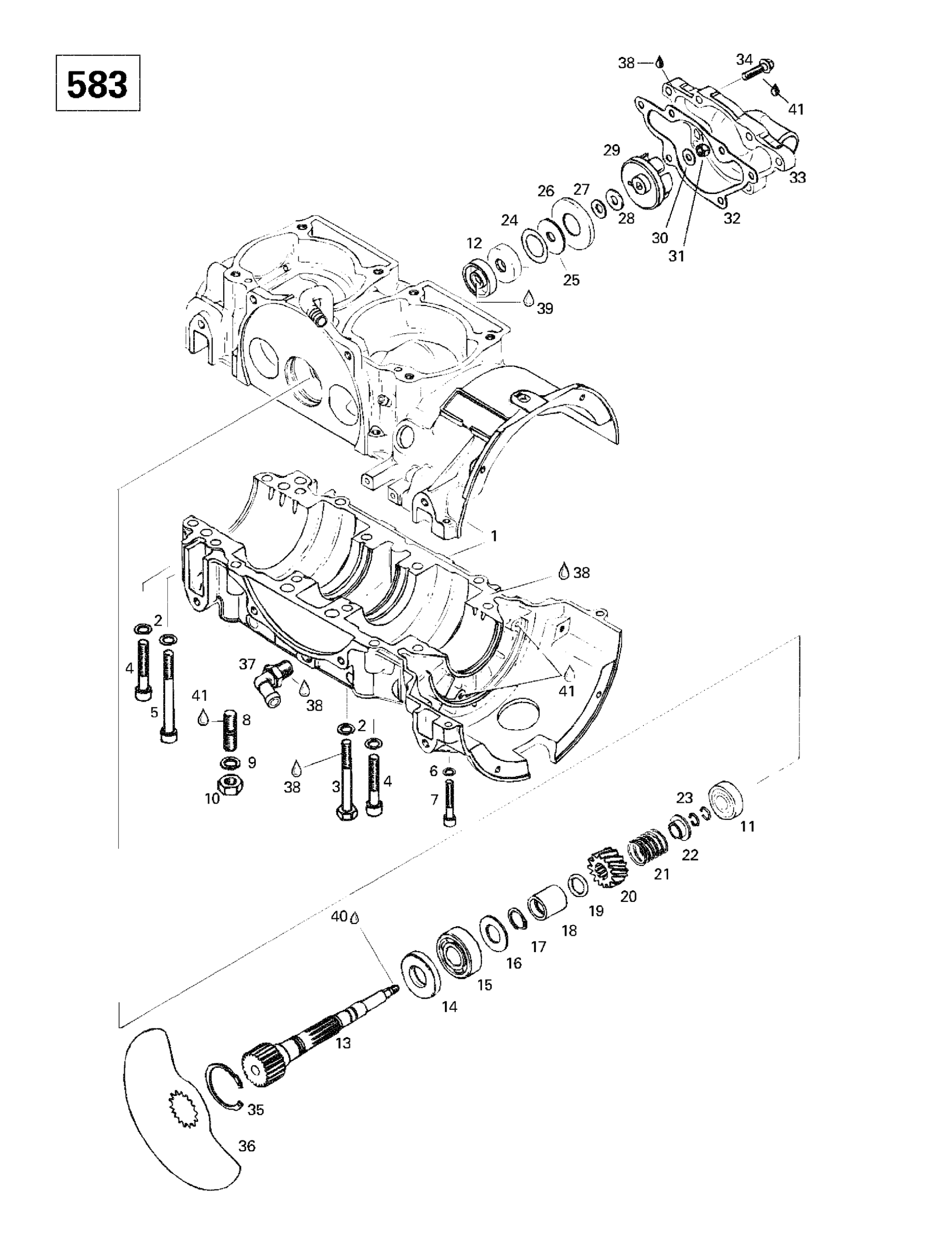 Crankcase, Rotary Valve, Water Pump (583)