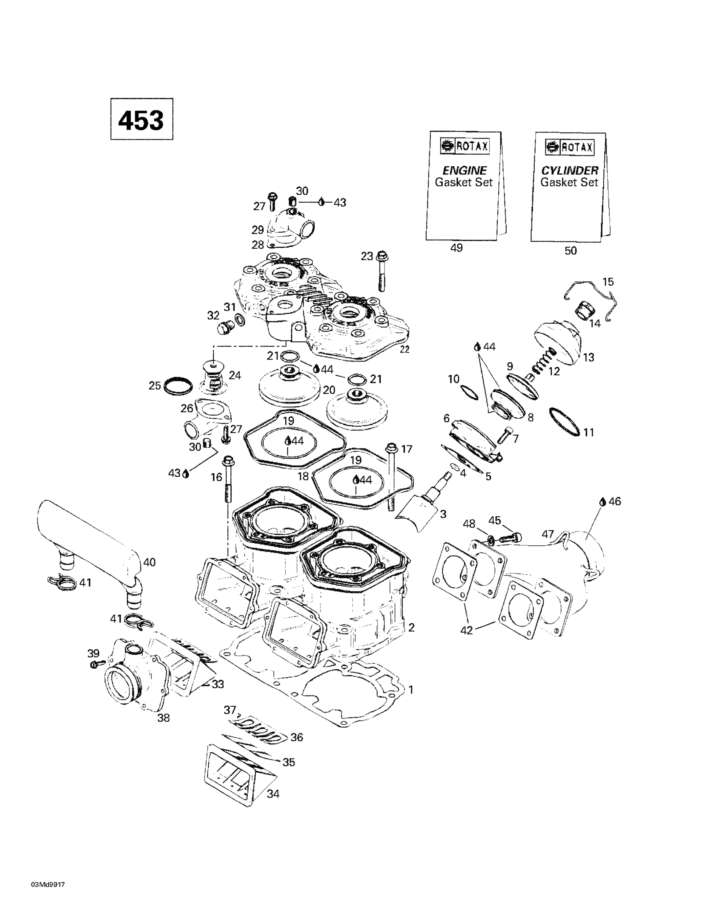 Схема узла: Cylinder, Exhaust Manifold (453)