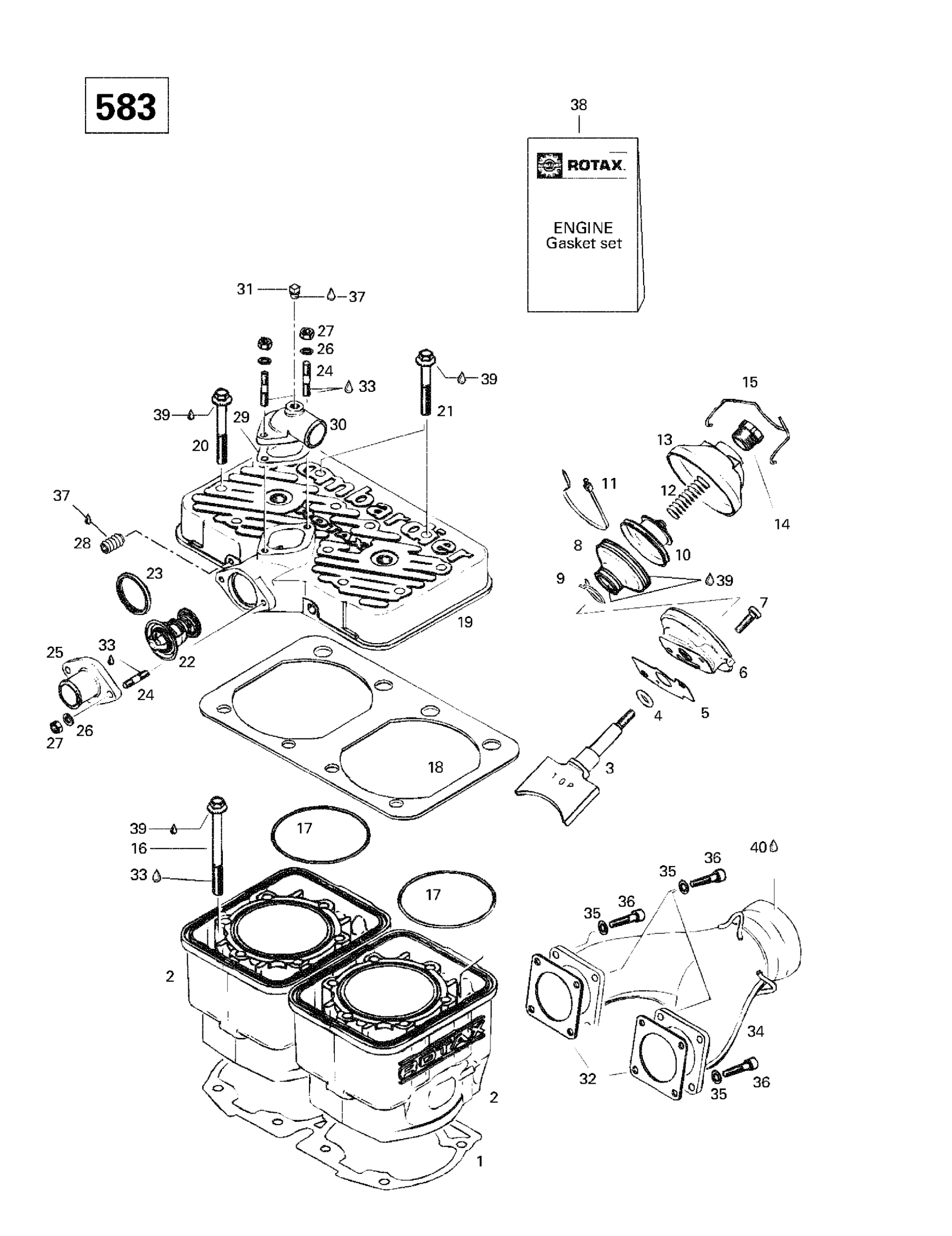 Cylinder, Exhaust Manifold (583)
