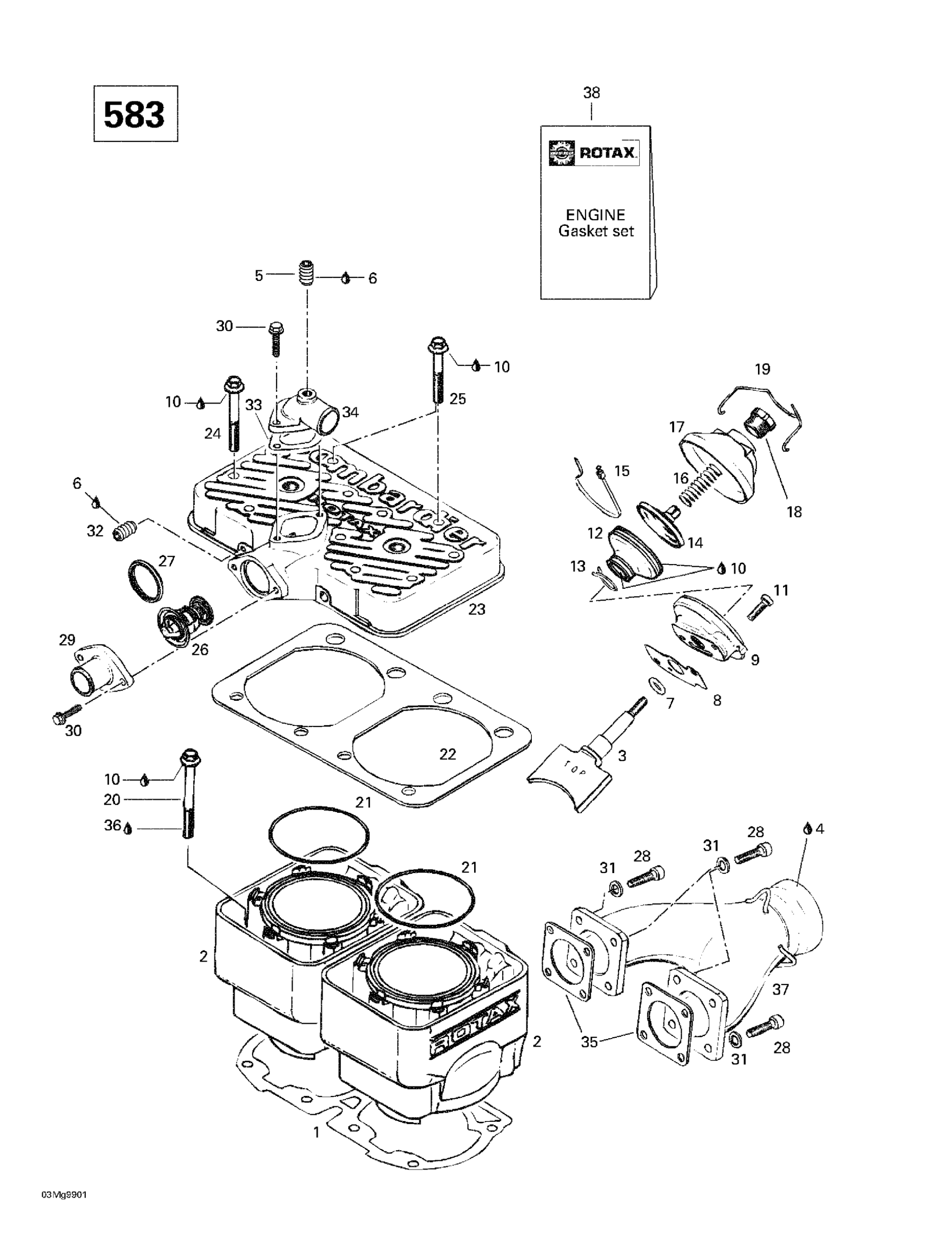 Cylinder, Exhaust Manifold (583)